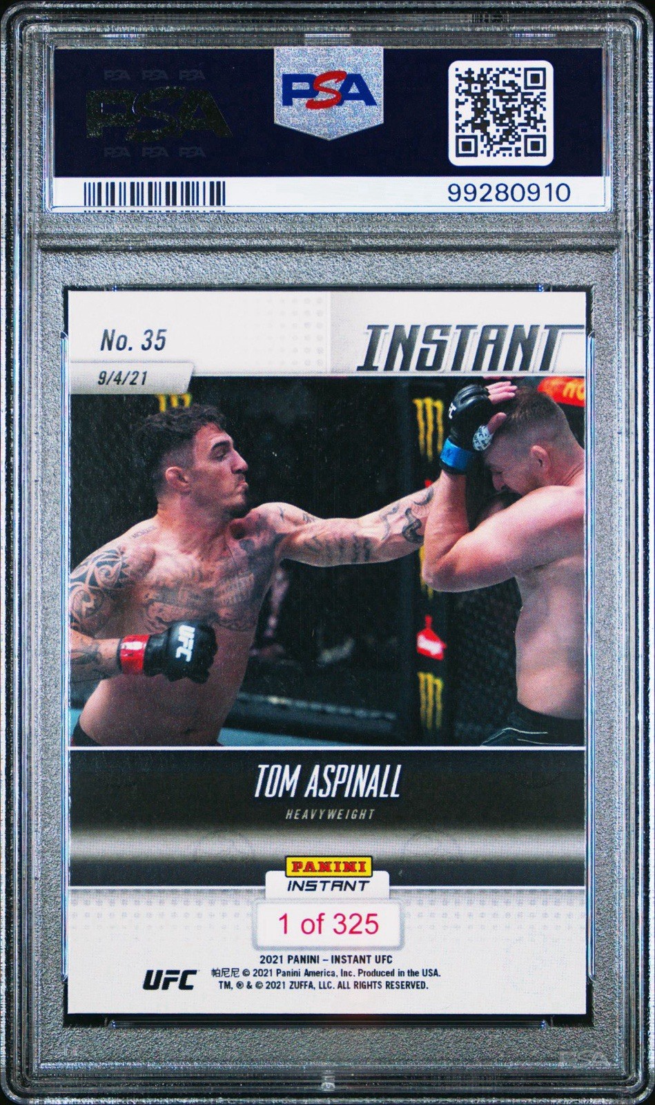 PSA 9 Tom Aspinall 2021 Panini Instant UFC #/325 1st Rookie Card RC #35 POP 7