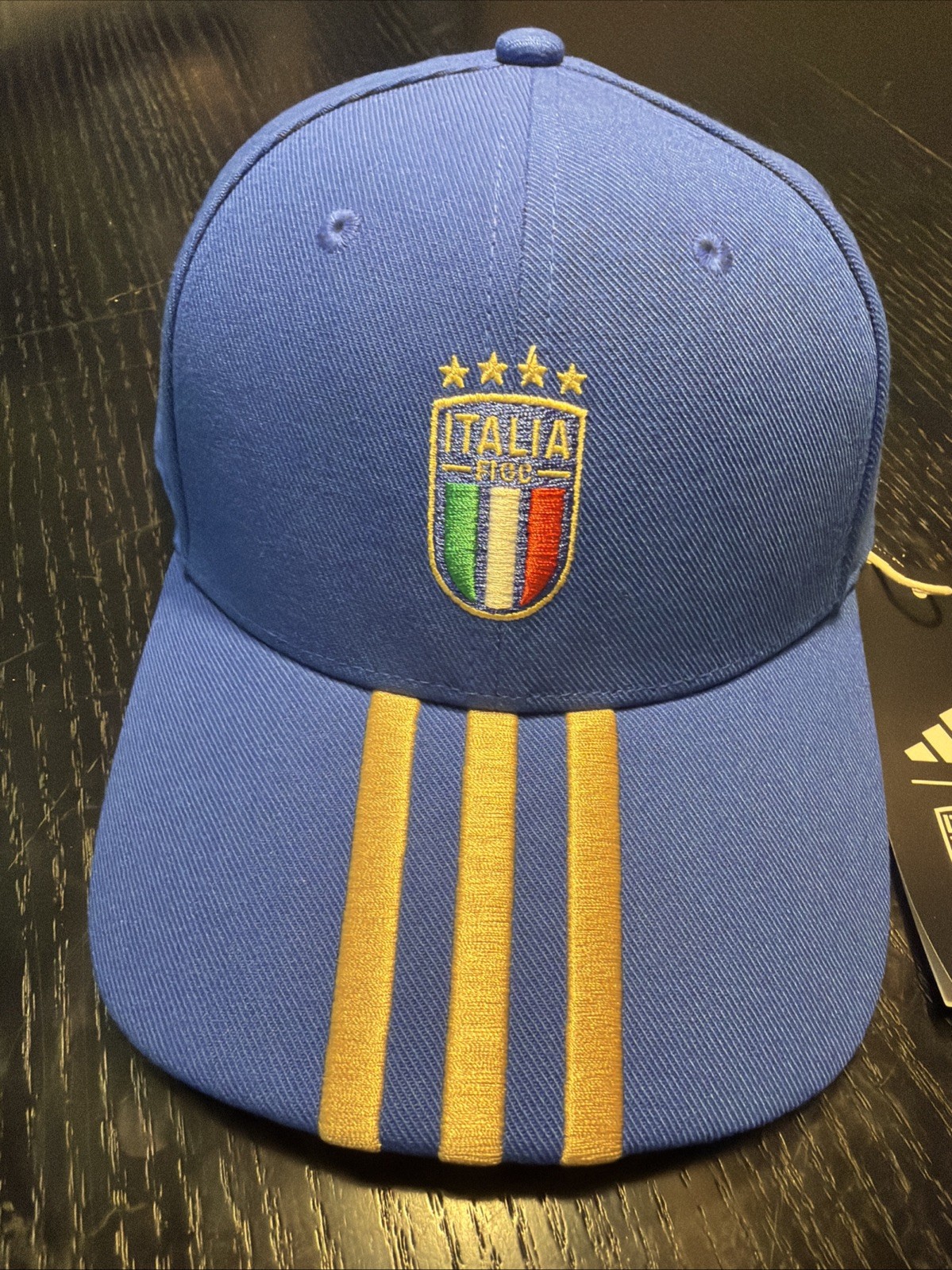 Adidas Italy Soccer Hat FIGC Blue Adjustable Cap Official National Team NWT