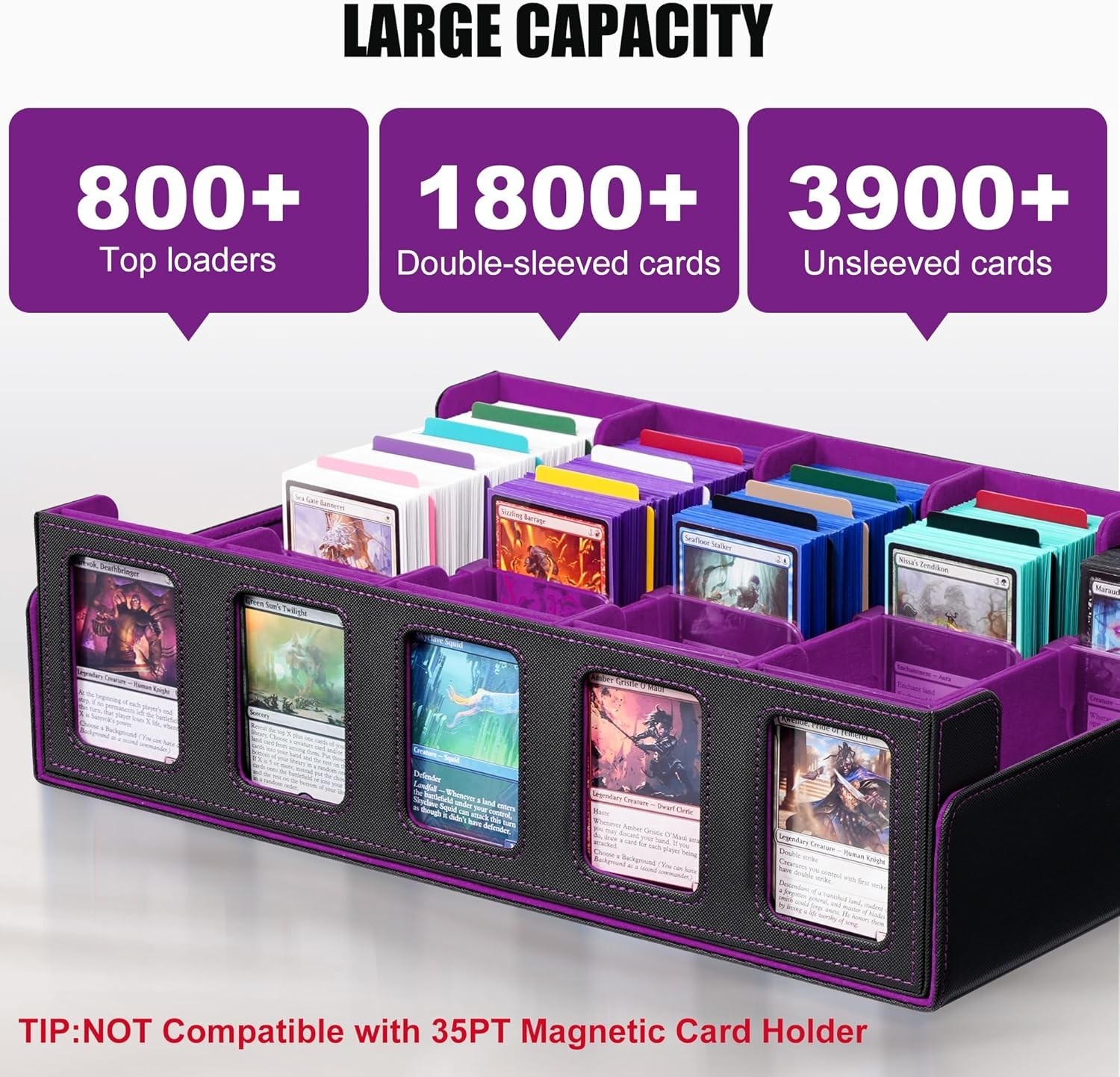 Trading Card Storage Box with Commander Display , 5-Row Deck Case with Remova…
