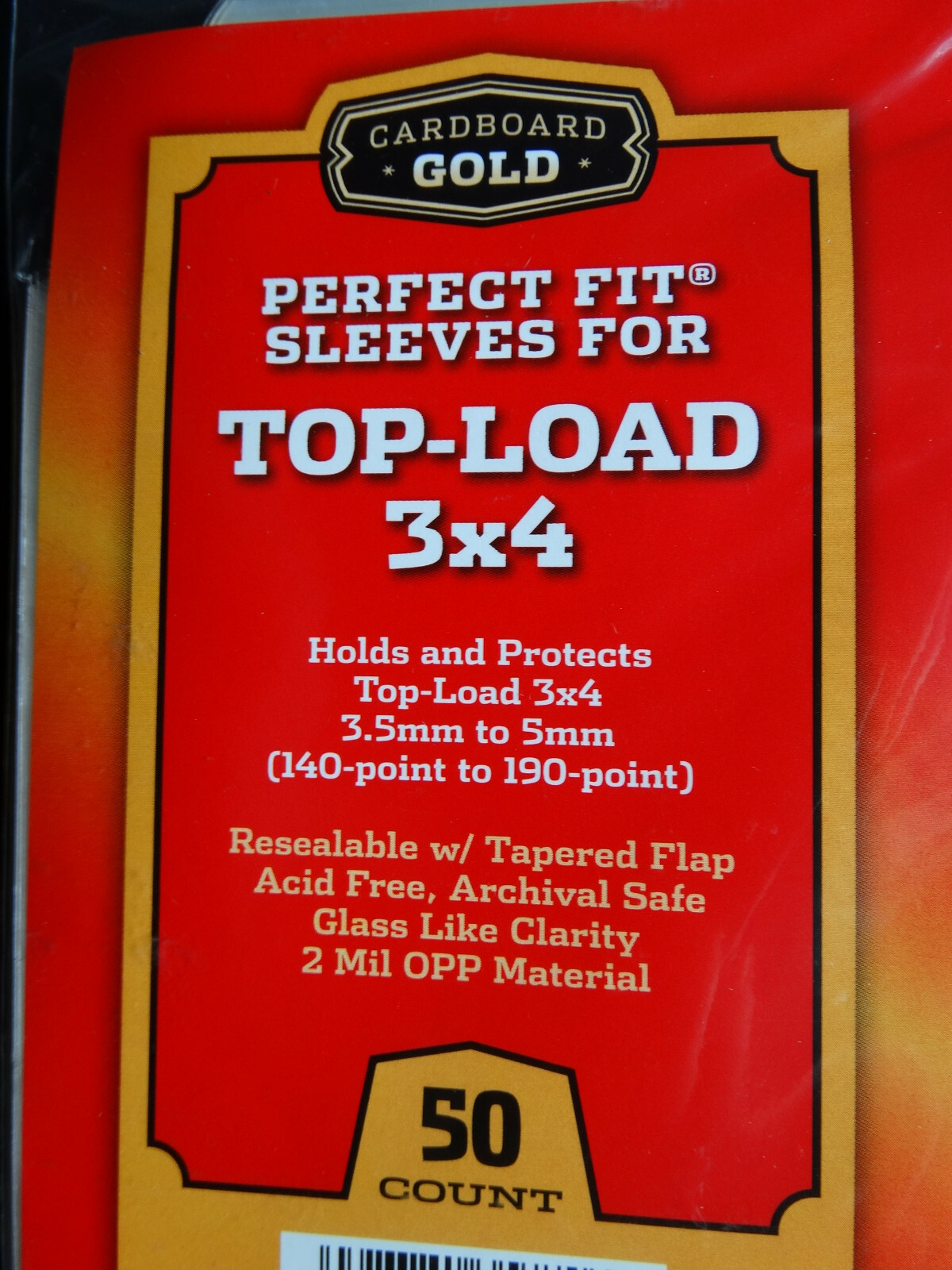 150 Cardboard Gold Perfect Fit Sleeves for Top-Load 3×4 from 140-190 Pt Bag