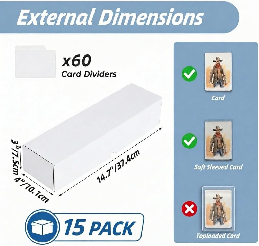 Trading Card Storage Boxes with Dividers, White 1100 Count Cards Collection Box