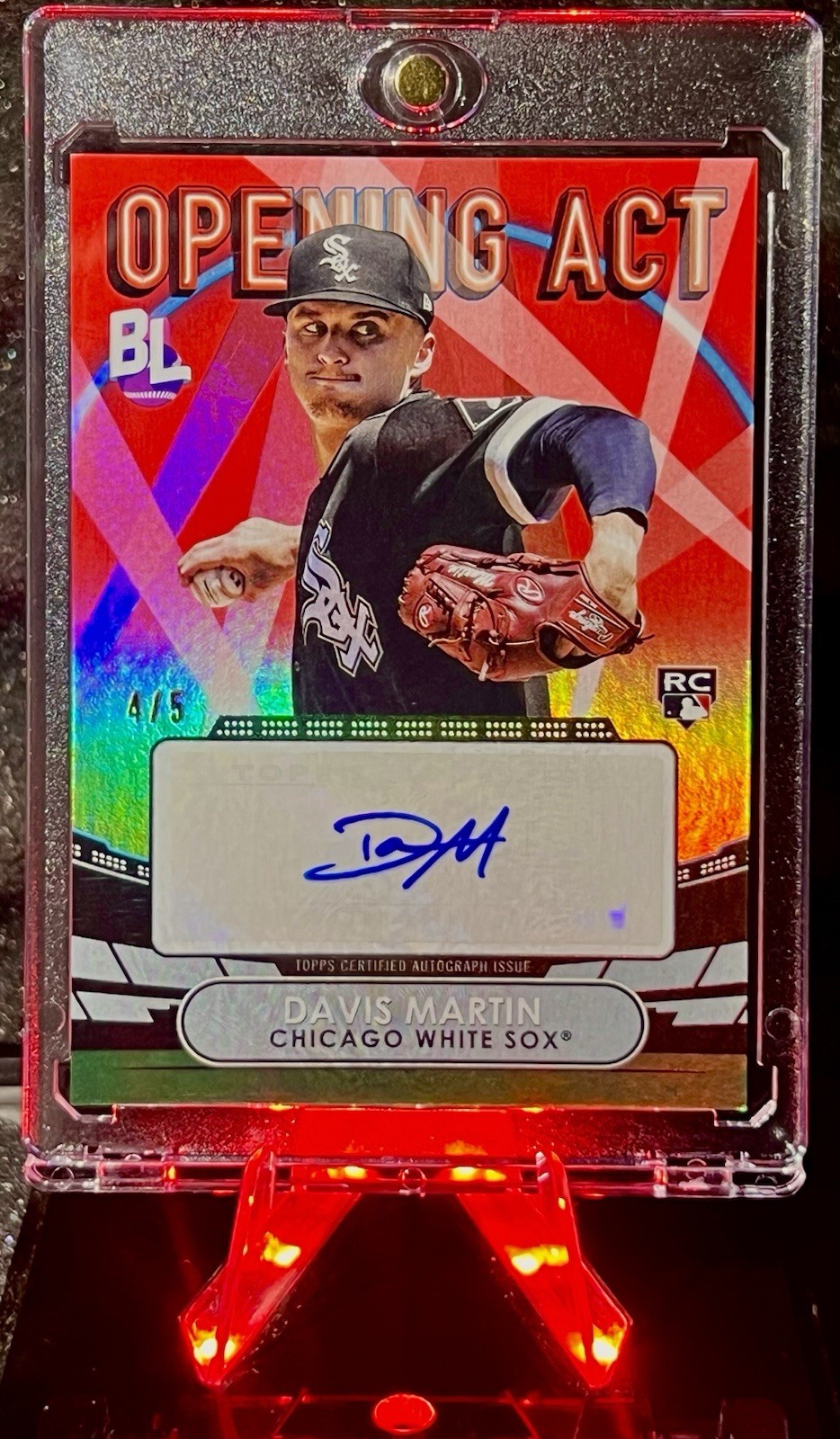 🔥⚾️ DAVIS MARTIN Rookie Auto Card 2023 Topps RED REFRACTOR 4/5 *2026 Cy Young?*