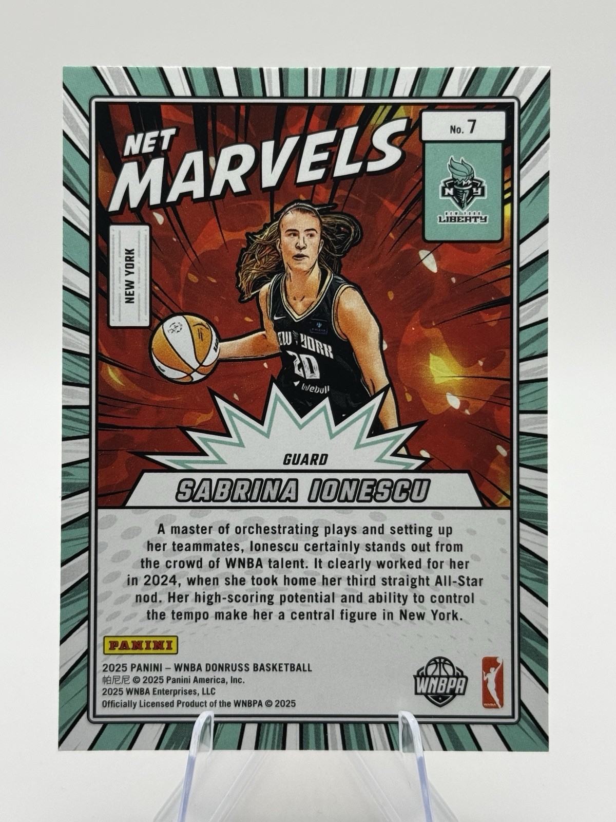 💎 2025 WNBA Panini Donruss – Sabrina Ionescu #7 Net Marvels – NY Liberty