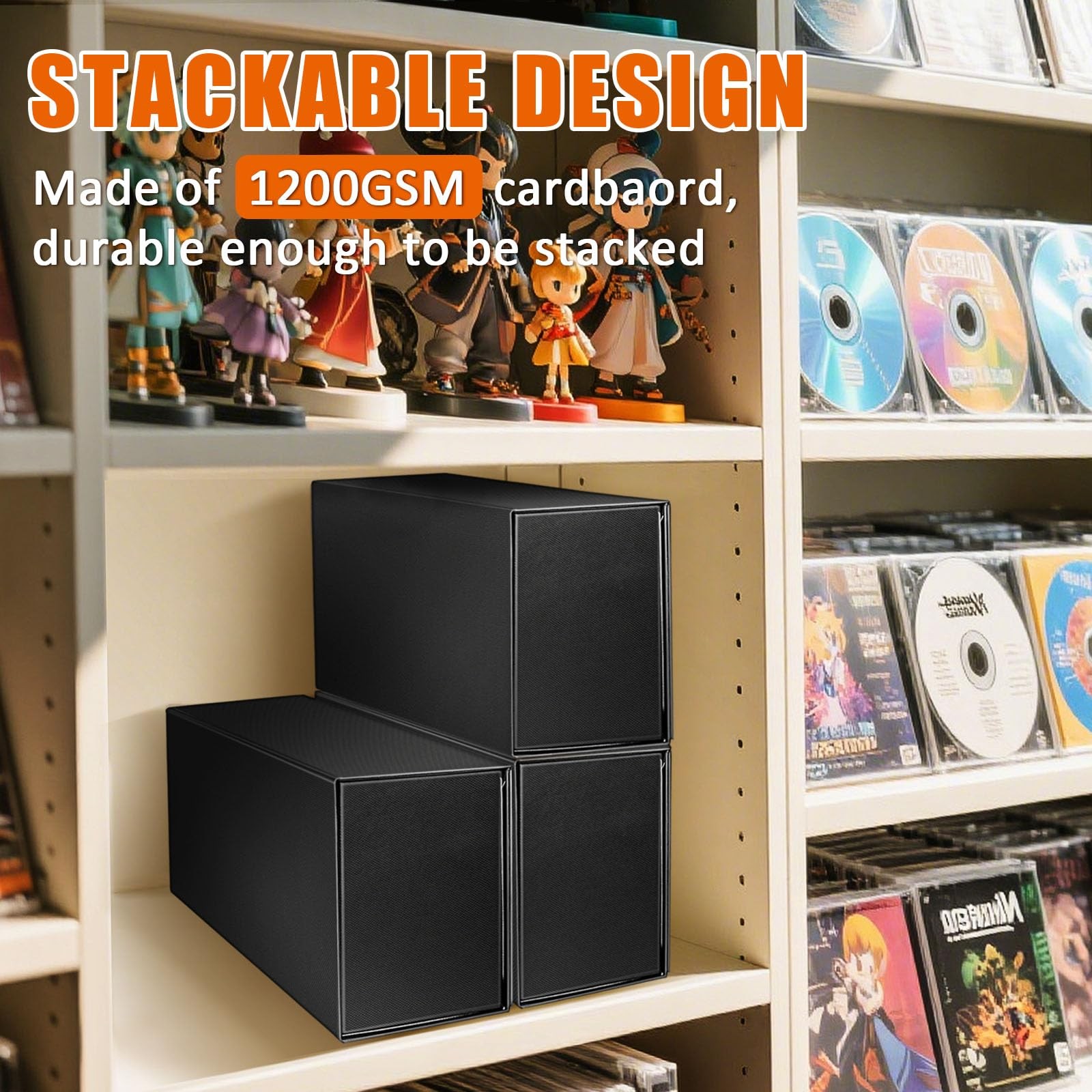2 Pack Semi Rigid Card Holder, Magnetic and Semi Rigid Card Storage Box, Black