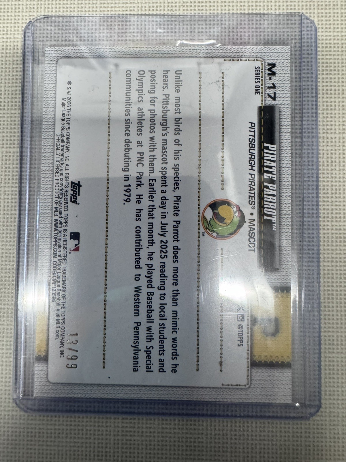 2026 Topps Celebration Pirate Parrot Green /99