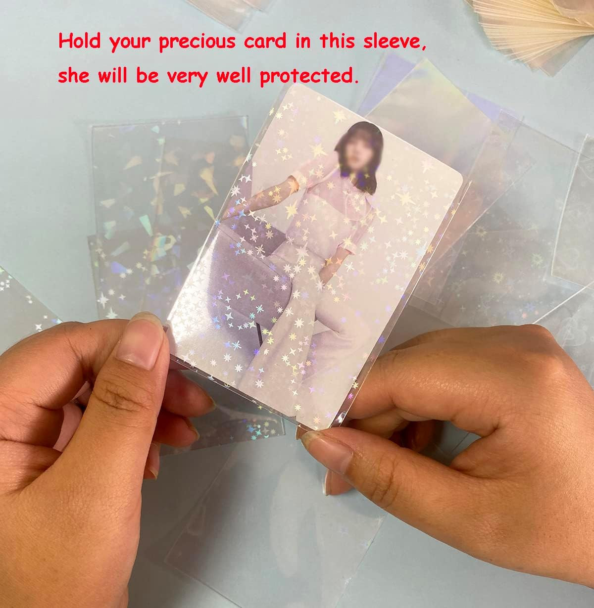 300 Pcs Kpop Photocard Sleeves Laser Flashing Card Sleeves Heart Star Glass Gems