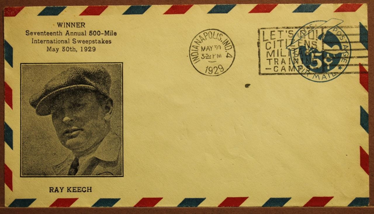 1929 Indy 500 Winner Ray Keech Ad Cover Canceled May 30, 1929 bok1S1