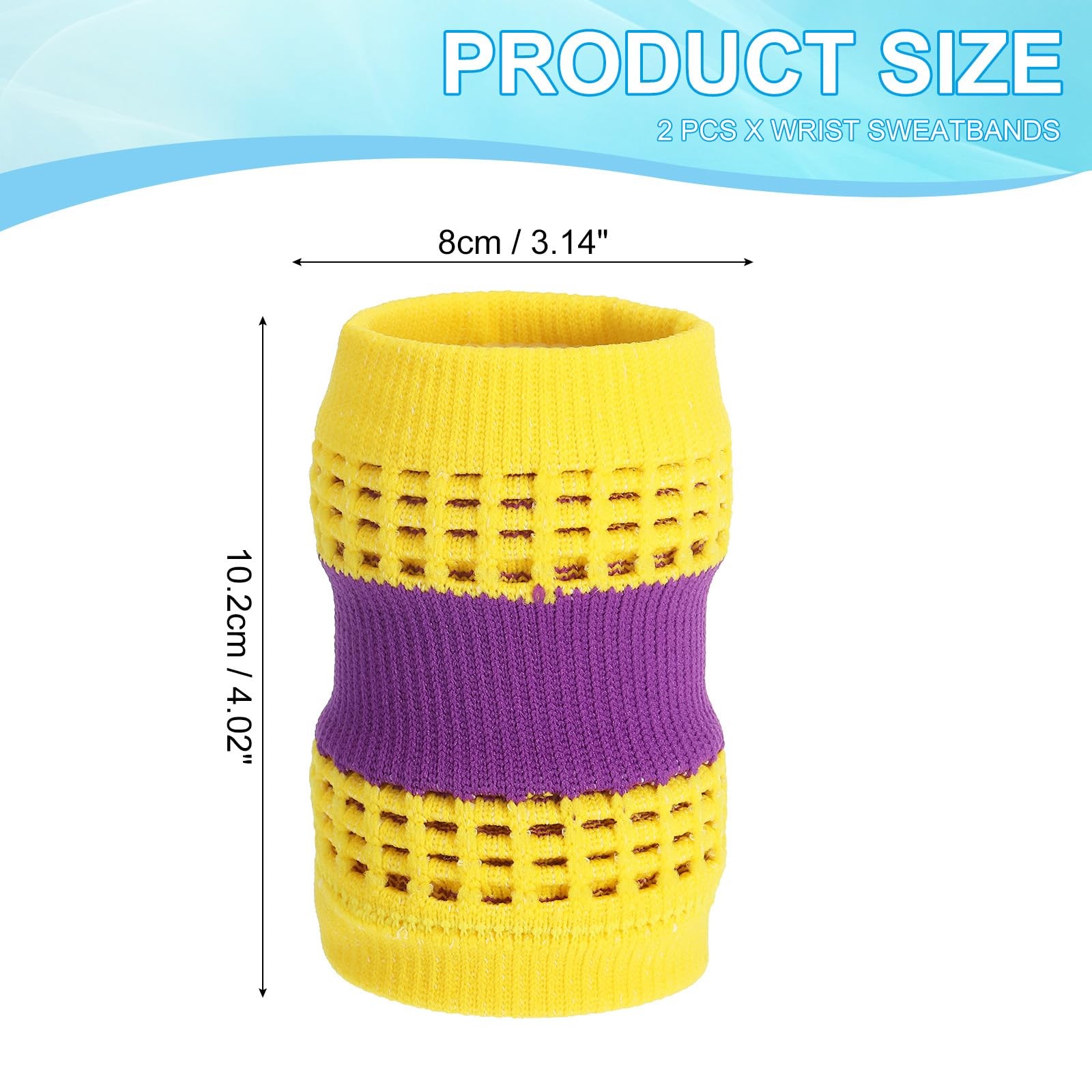 PATIKIL Sports Wristband Sweatbands for Men 3.54 x 4.02 Inch, Yellow/Purple