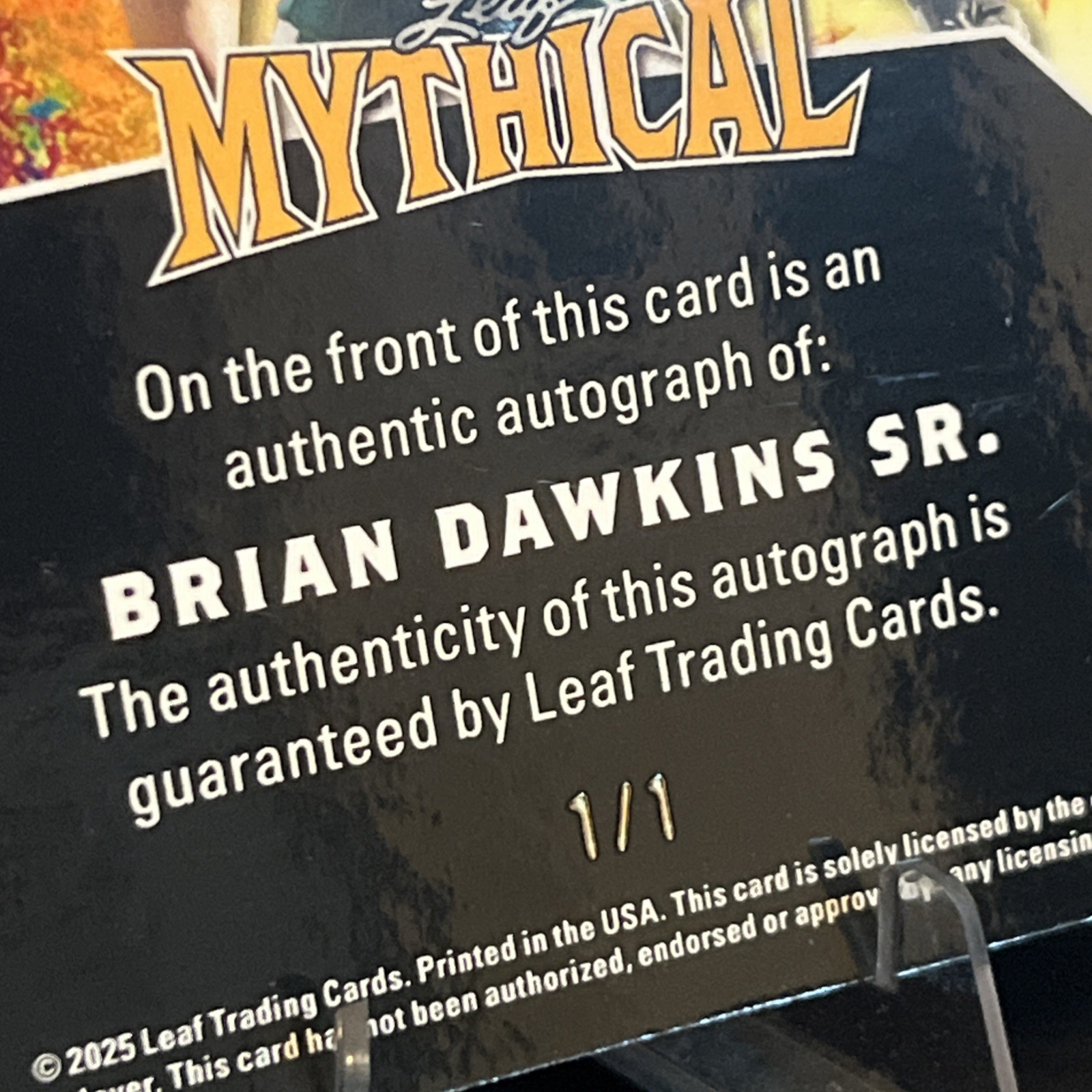 2025 Leaf Mythical Brain Dawkins Sr 1/1 Autograph Mothman One of One