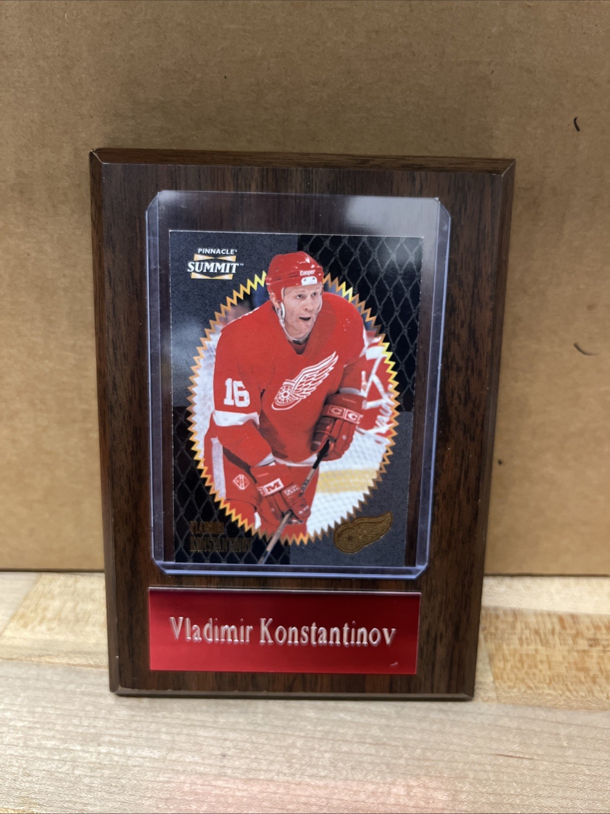 Vladimir Konstantinov 4 1/2 X 6 W/1996 Pinnacle Hockey Card Plaque. Box 134