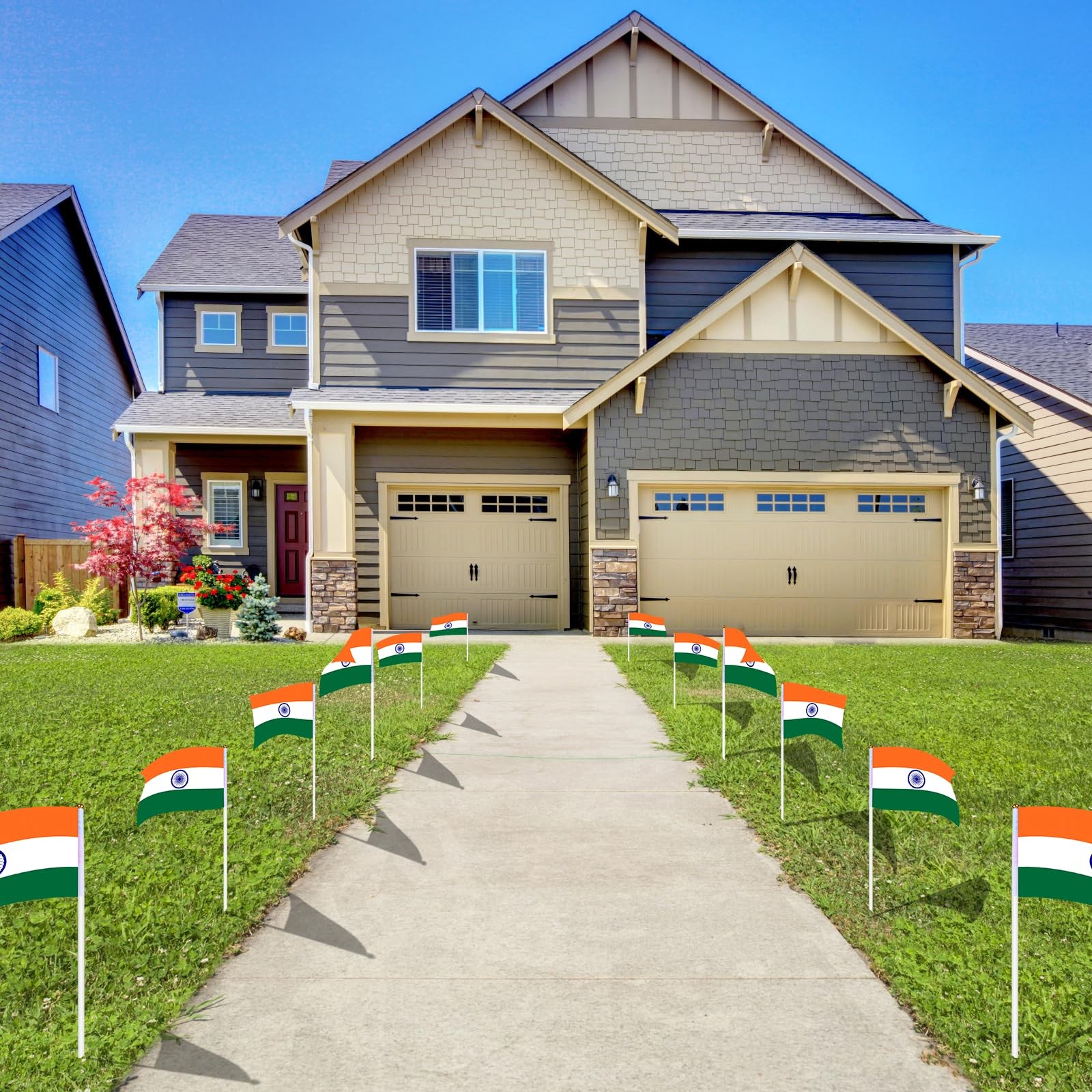 AhfuLife 30pcs India Hand Held Flag for 26th 5×8 Inch-30 Pcs,