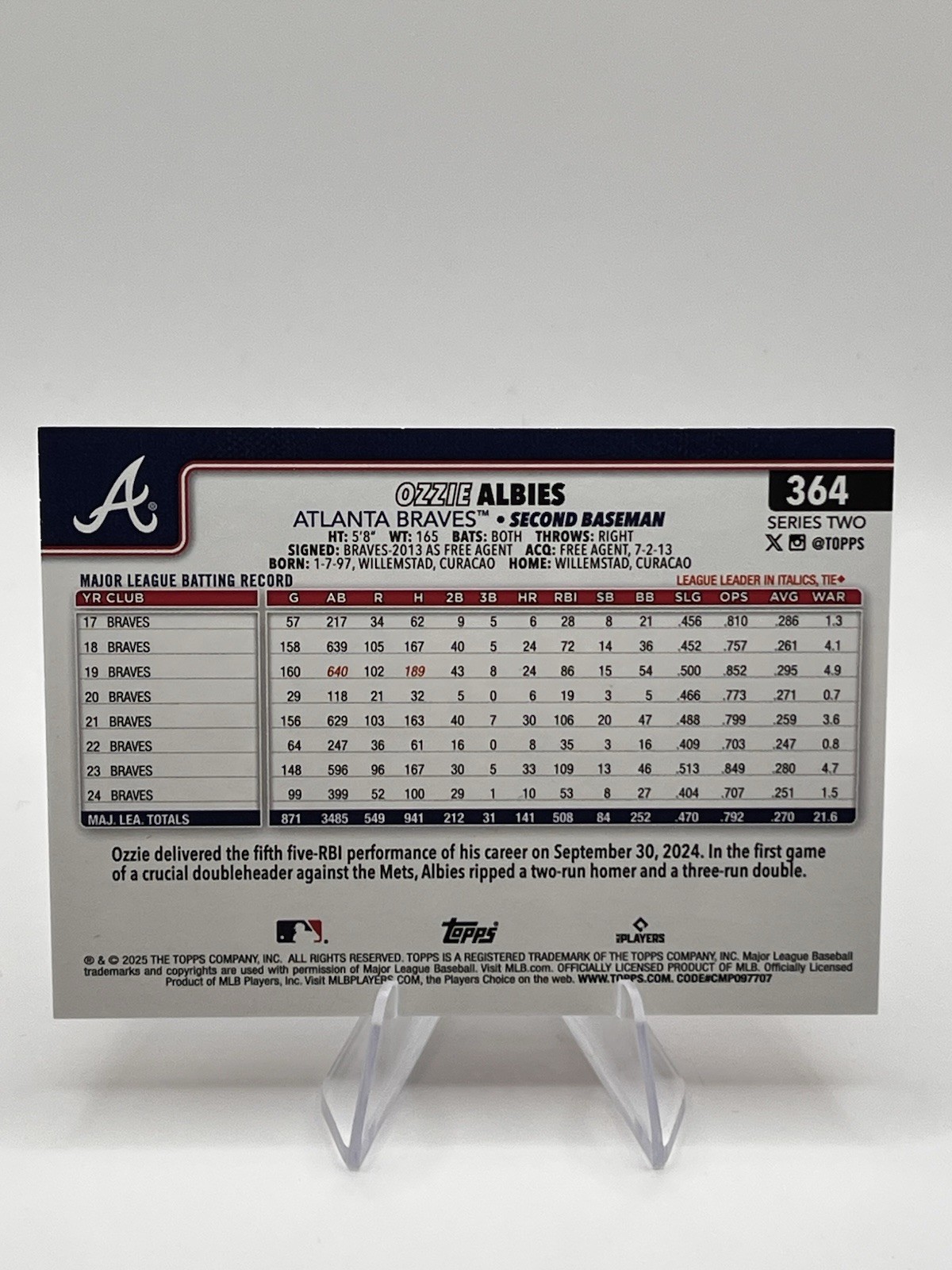 2025 Topps Series 2 – Ozzie Albies #364 Team Logo