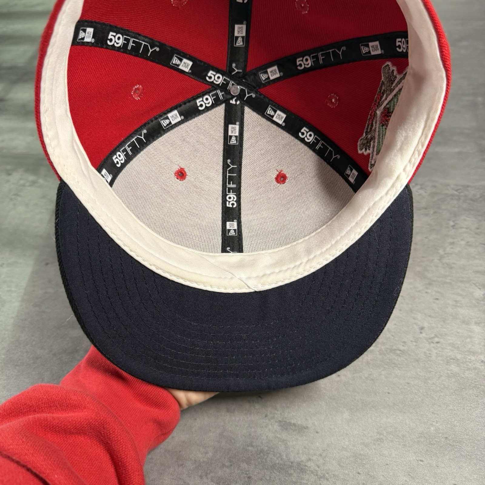 Hat Club Los Angeles Angels New Era Cap 7 1/4 Red Black Navy Patch Alternate