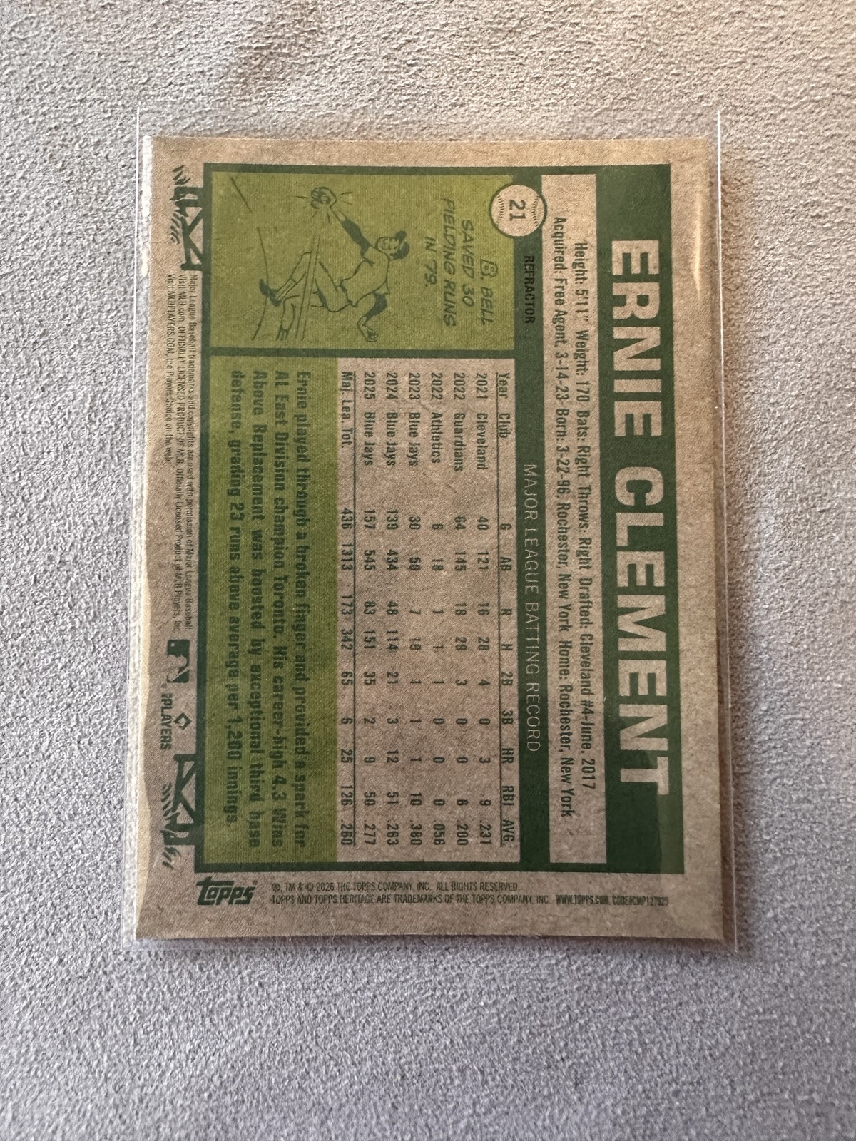 Ernie Clement 2026 Topps Heritage #21 Toronto Blue Jays Chrome Refractors SP
