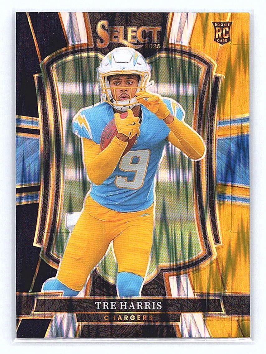 2025 Panini Select #101 Tre Harris Black and Gold Prizm Shock Rookie