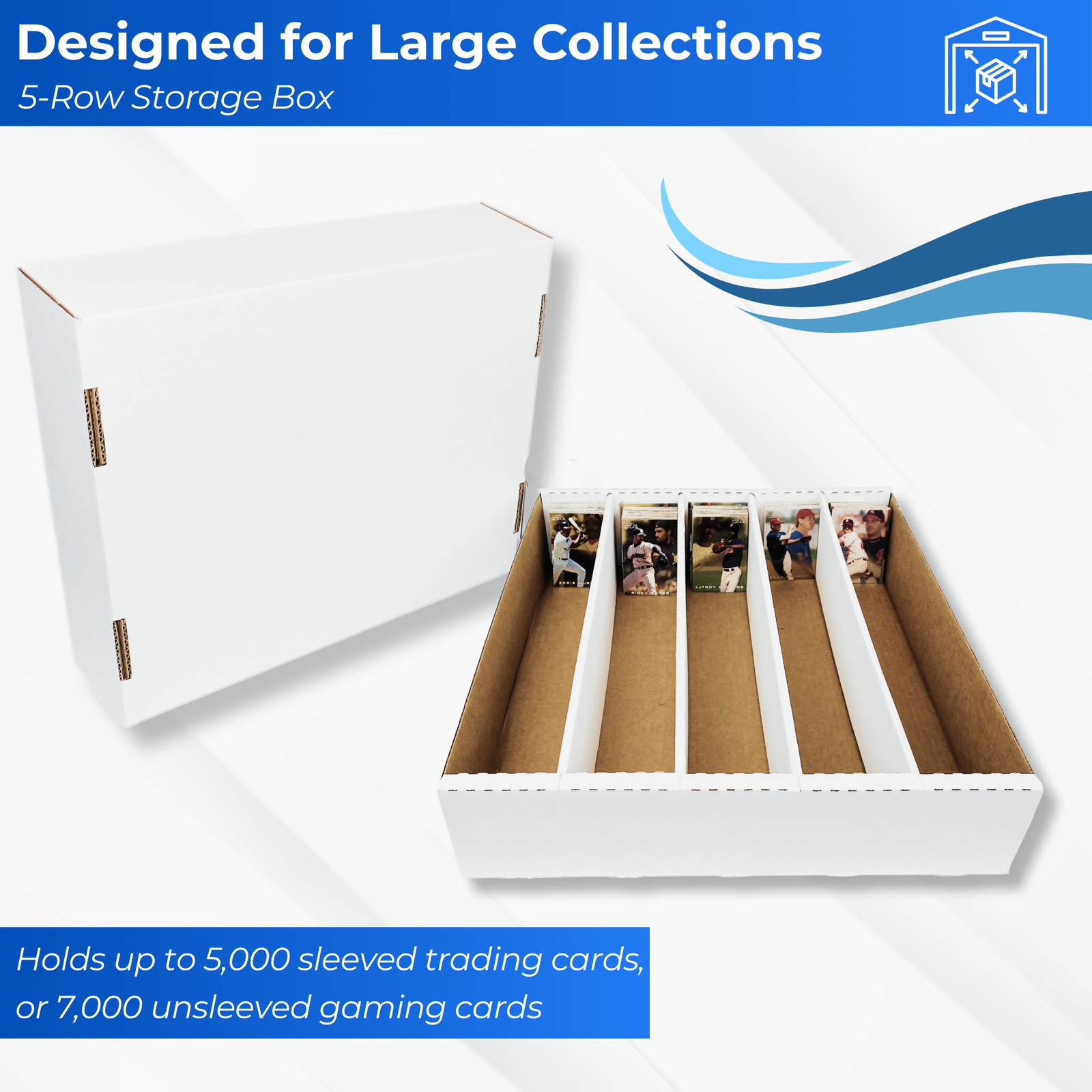 (3) 5000 COUNT FULL LID TRADING CARD MAX PRO CARDBOARD STORAGE BOXES zx