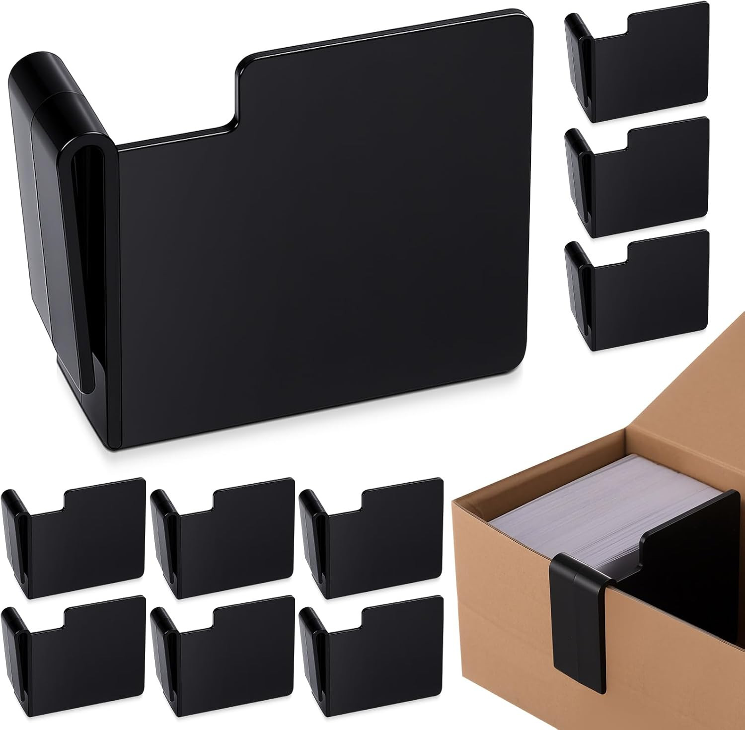 10 Pcs Black Card Box Dividers, ABS Trading Card Dividers Clip Storage Separator