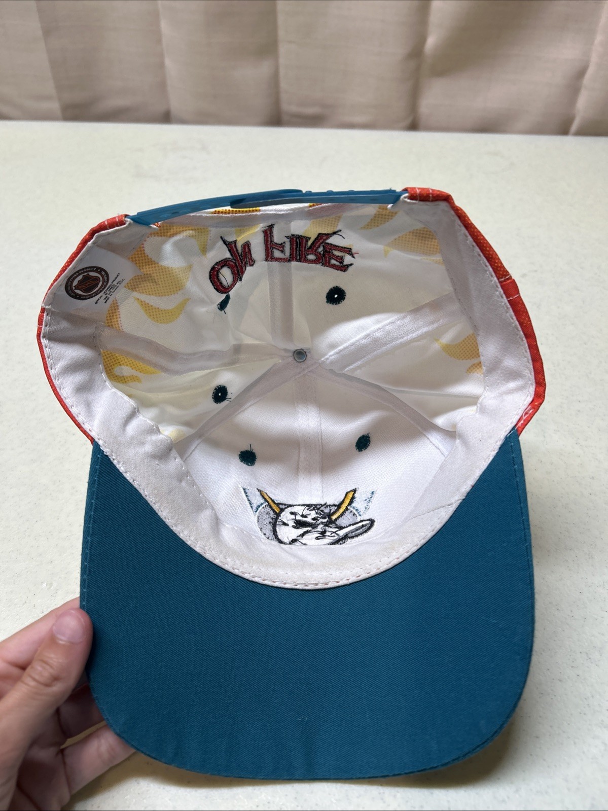 Mighty Ducks Flames Fire Cap NHL One Size Fits All SnapBack