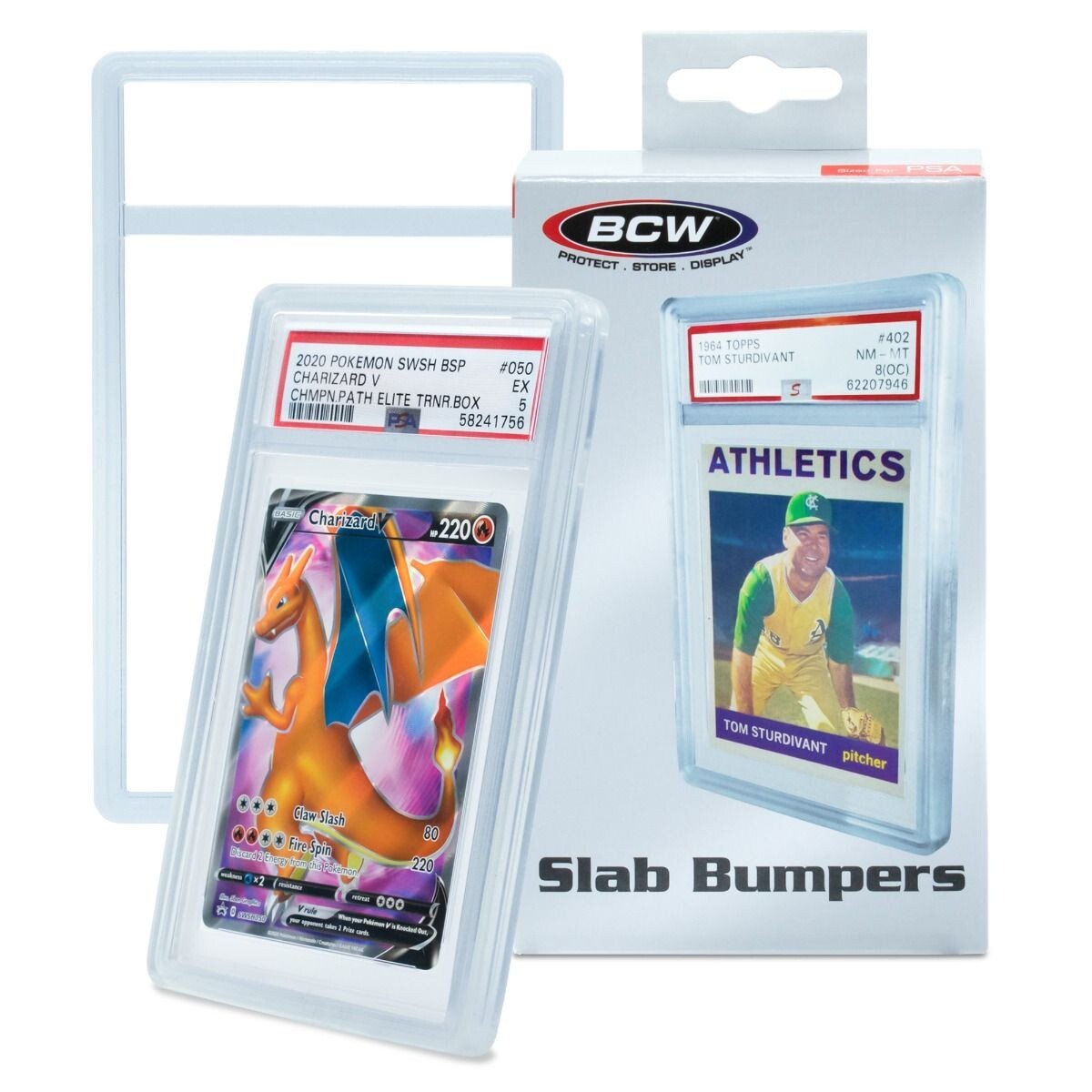 (Box of 6) BCW Slab Bumpers – CLEAR – Protects PSA Sized Graded Card Slabs