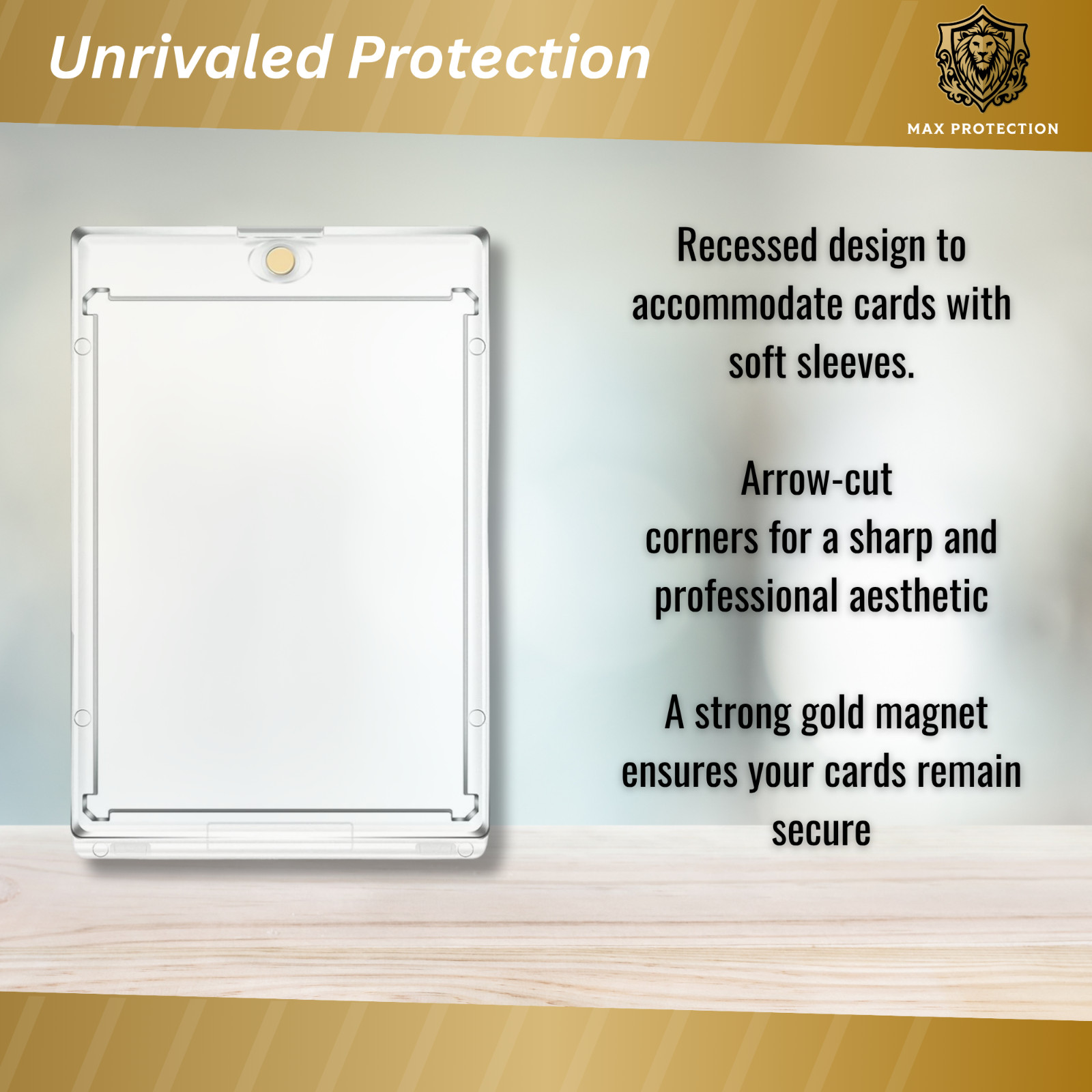 10ct Max Pro UV Ultra Clear Magnetic Card Holder 35pt w/Sleeve Size plus Sleeves