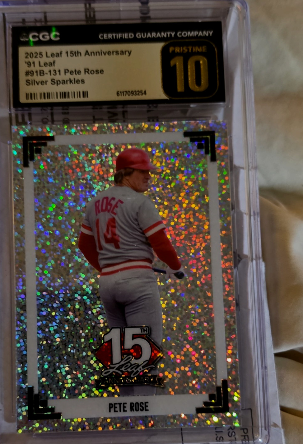 2025 Leaf 15th Anniversary 1991 Leaf Pete Rose, Silver Sparkles /15