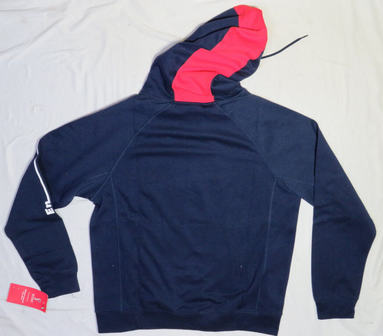 ENGLAND SOCCER MEN HOODIE LARGE PULLOVER SWEATSHIRT RED BLUE TERRY FIFA CUP NWT