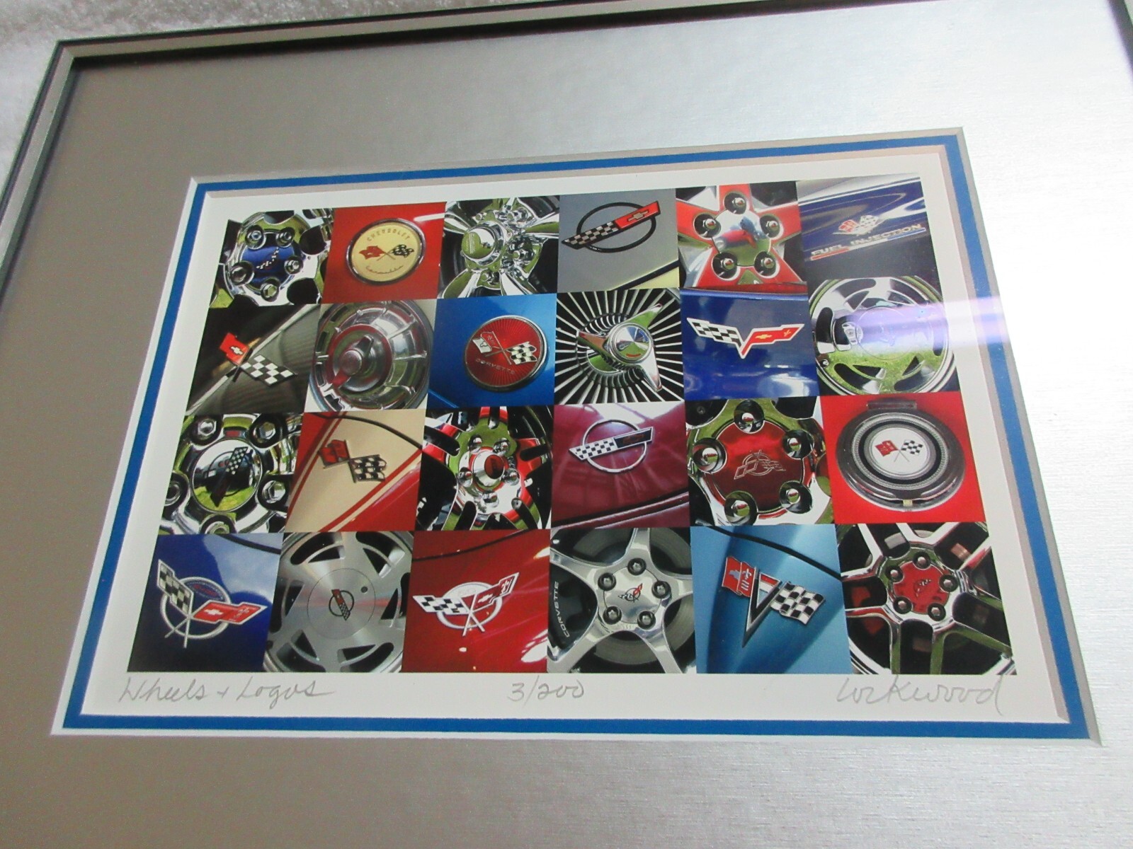 Corvette Racing Art Wheels and Logos Lochwood Signed 3/200 Framed Ready to Hang