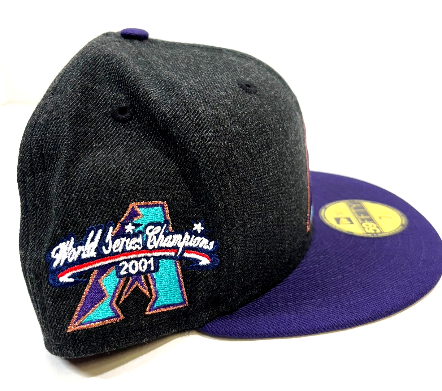 Arizona Diamondbacks MLB NE Cooperstown W.S 2001 Fitted Hat~Black Heather