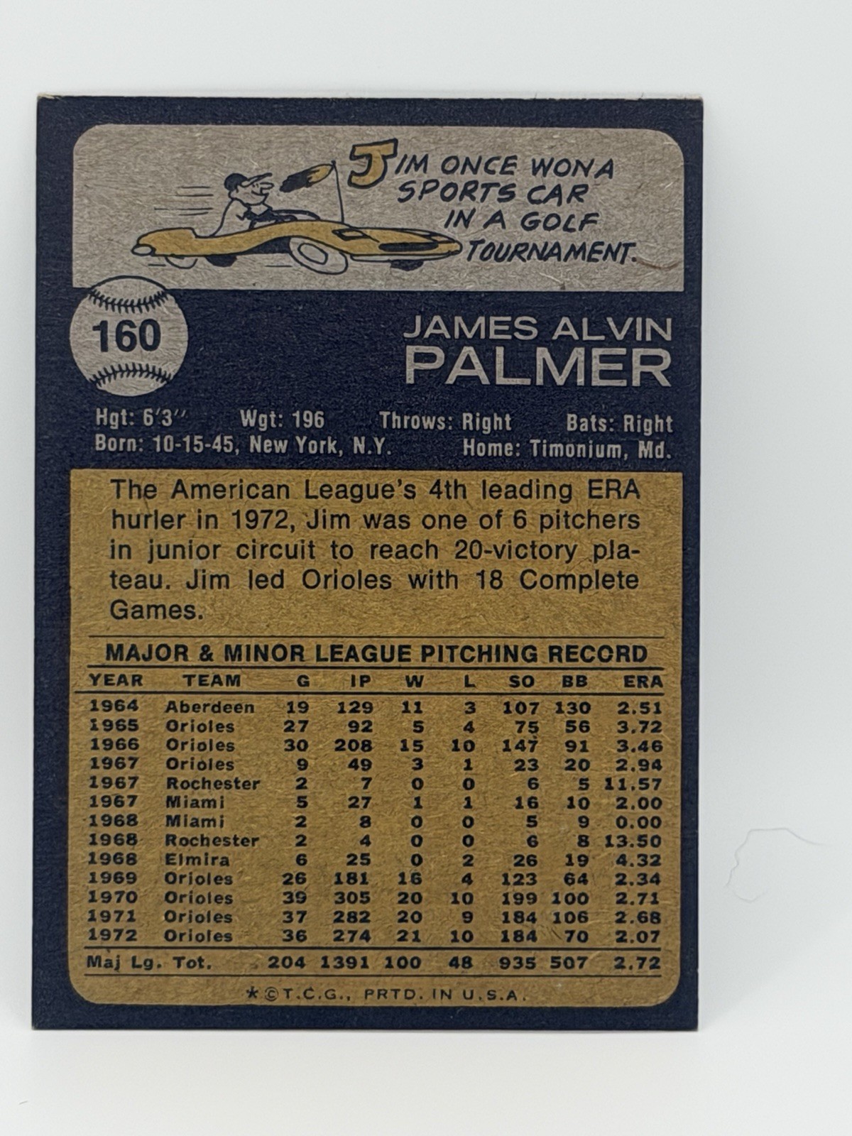 1973 Topps – Jim Palmer #160