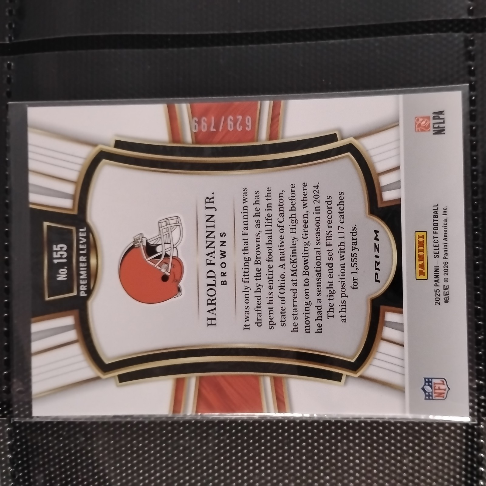 2025 Panini Select – Premier Level Harold Fannin Jr. #155 White Shock Prizm /799