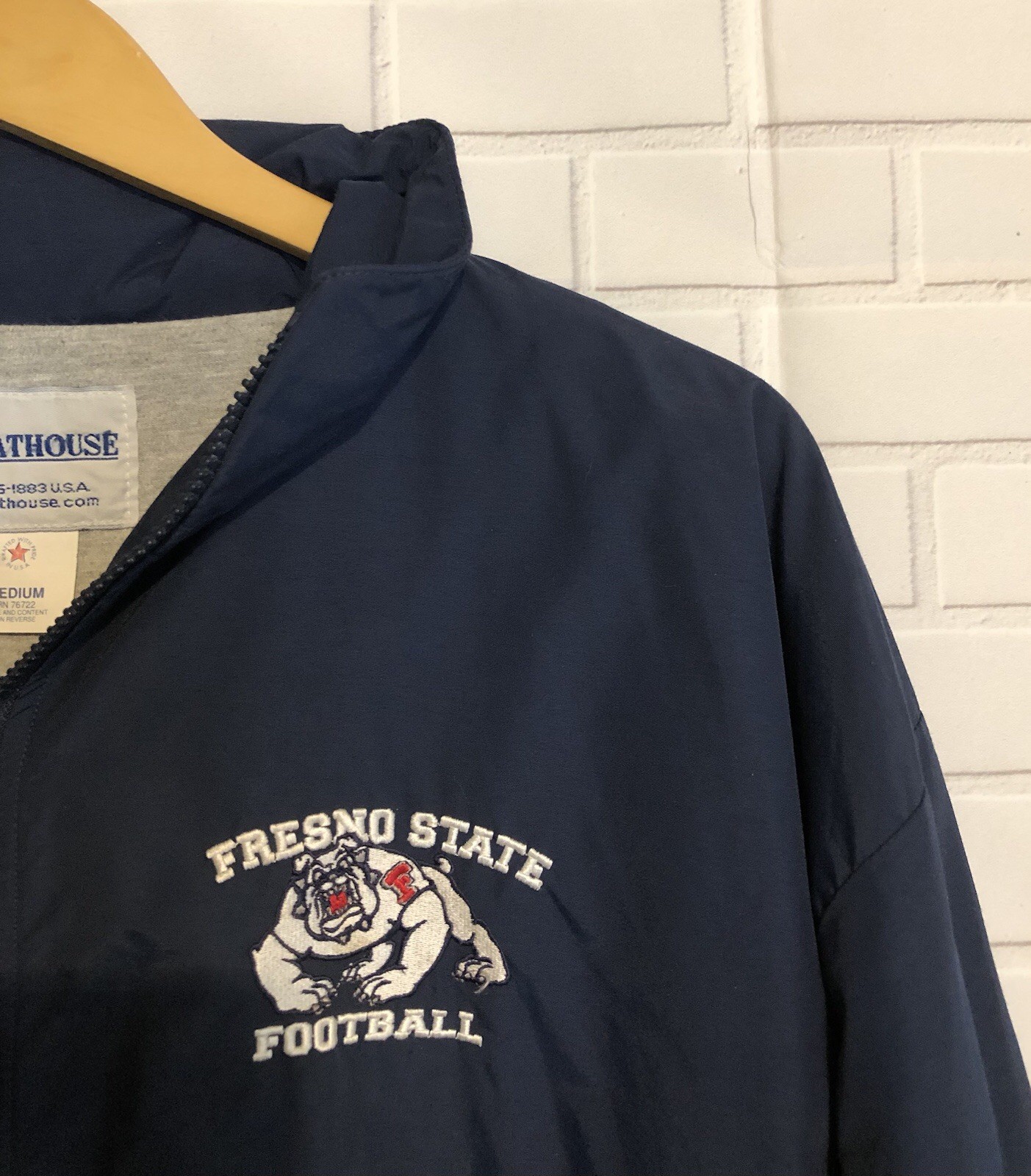 Vintage 2000’s Fresno State Bulldogs Football Boathouse Blue Hooded Lined Jacket