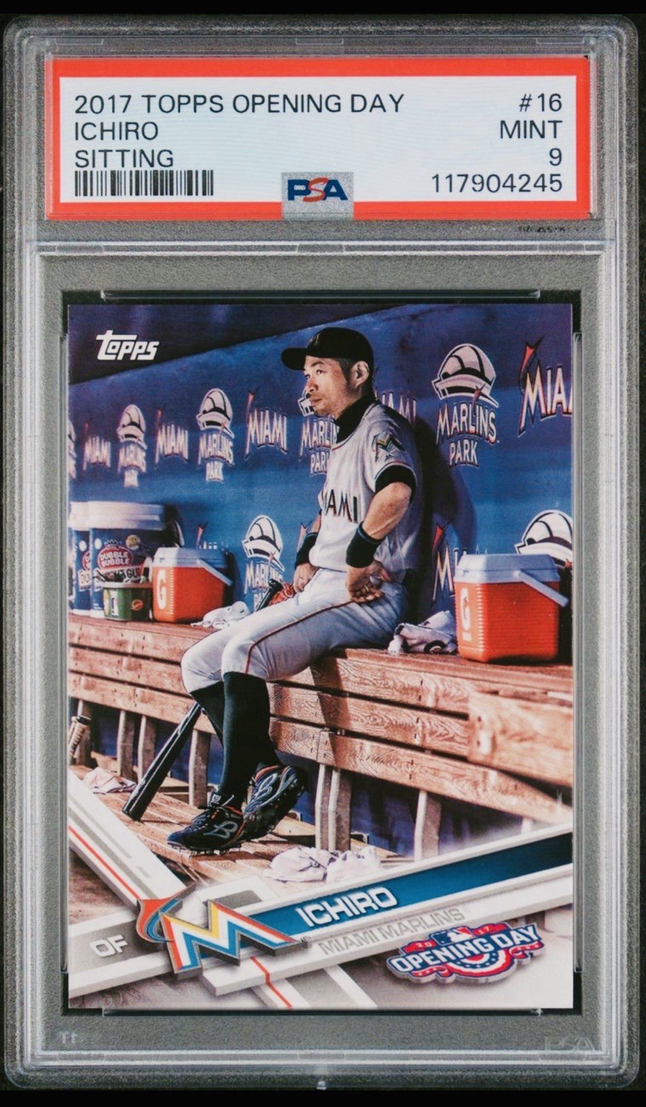 2017 Topps Opening Day SSP Variation Sitting #16 Ichiro Suzuki PSA 9 Mint Pop 2