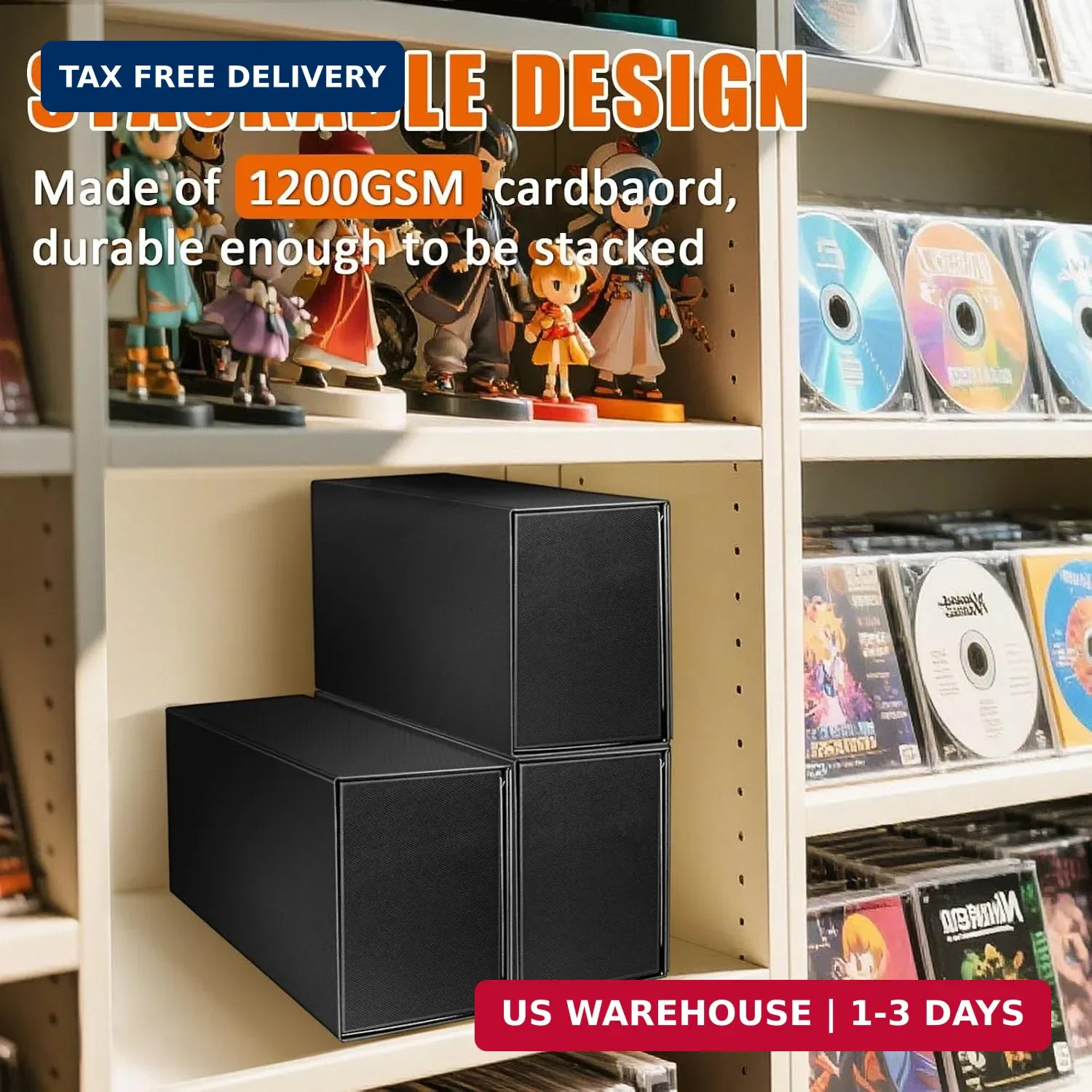 Semi Rigid Card Holder & Magnetic Storage Box Case for Trading Cards – 1ct Black