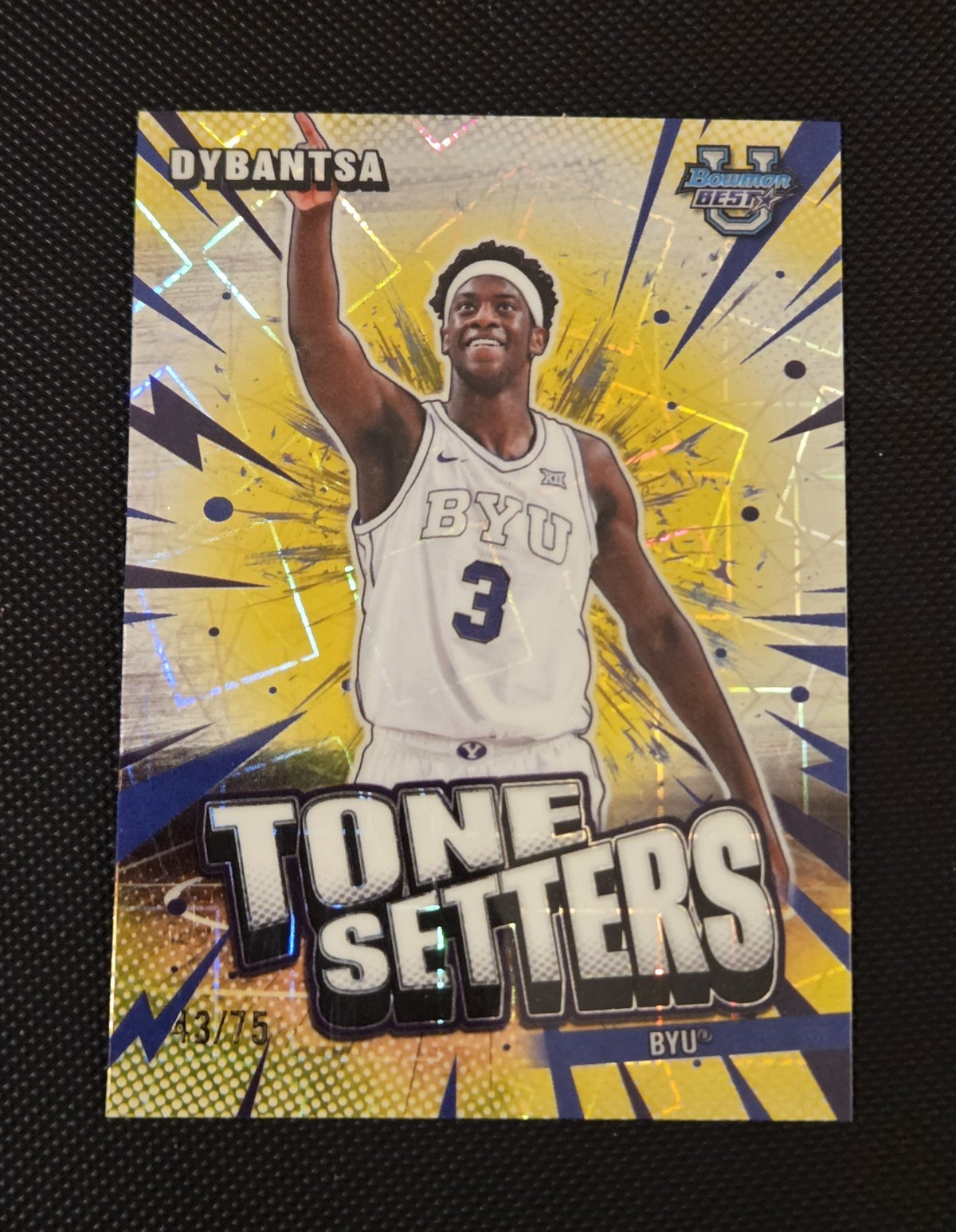 25-26 Bowman’s Best U AJ Dybantsa Yellow Lazer /75 #TS-1 Washington Wizards BYU