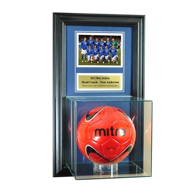 5×7 Wall Mount Soccer Ball Display Case Photo & Engraving Plate for Individual