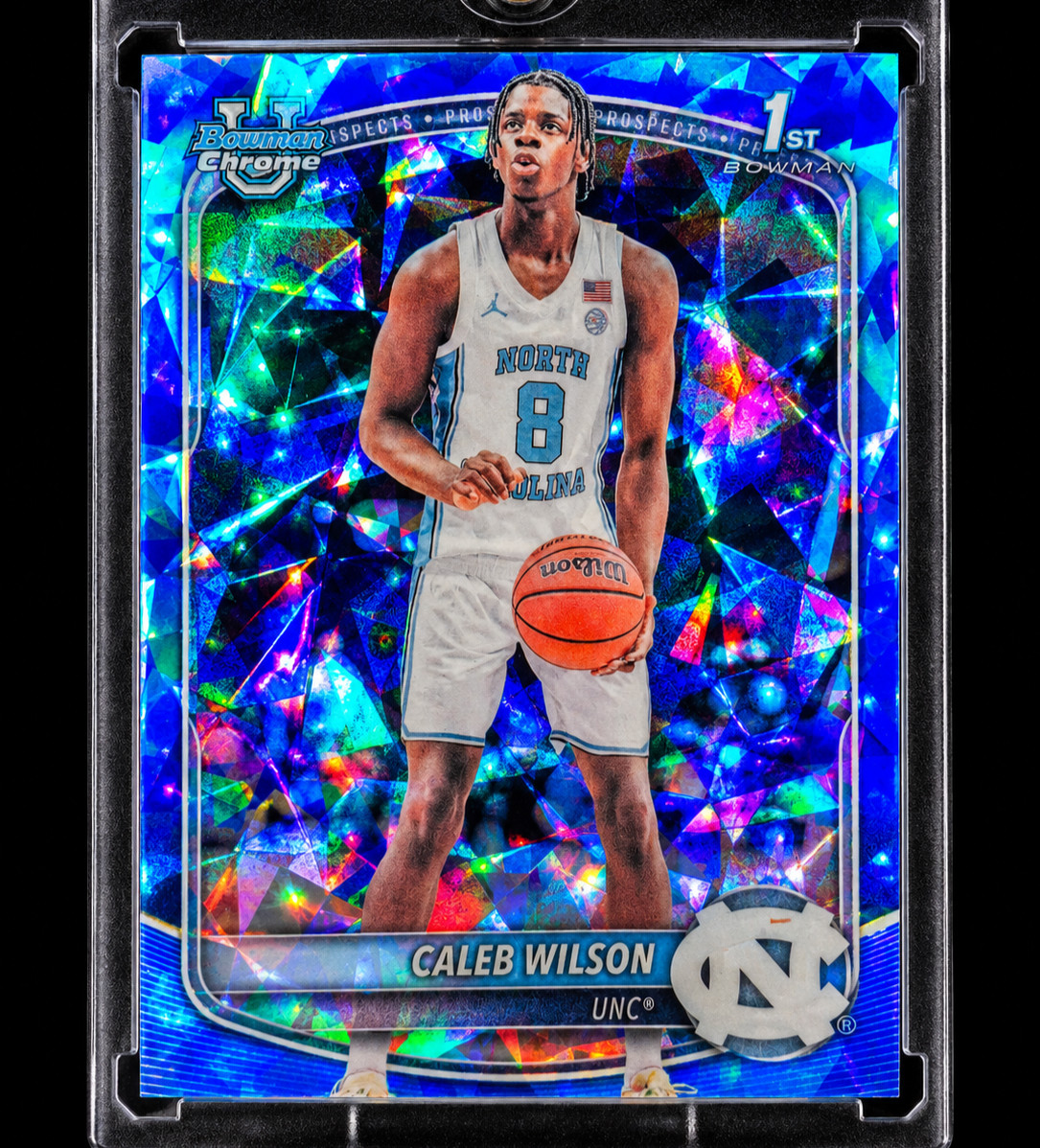 CALEB WILSON BLUE DIAMOND ROOKIE REFRACTOR HOLO ATOMIC ICE SP Prizm UNC RARE