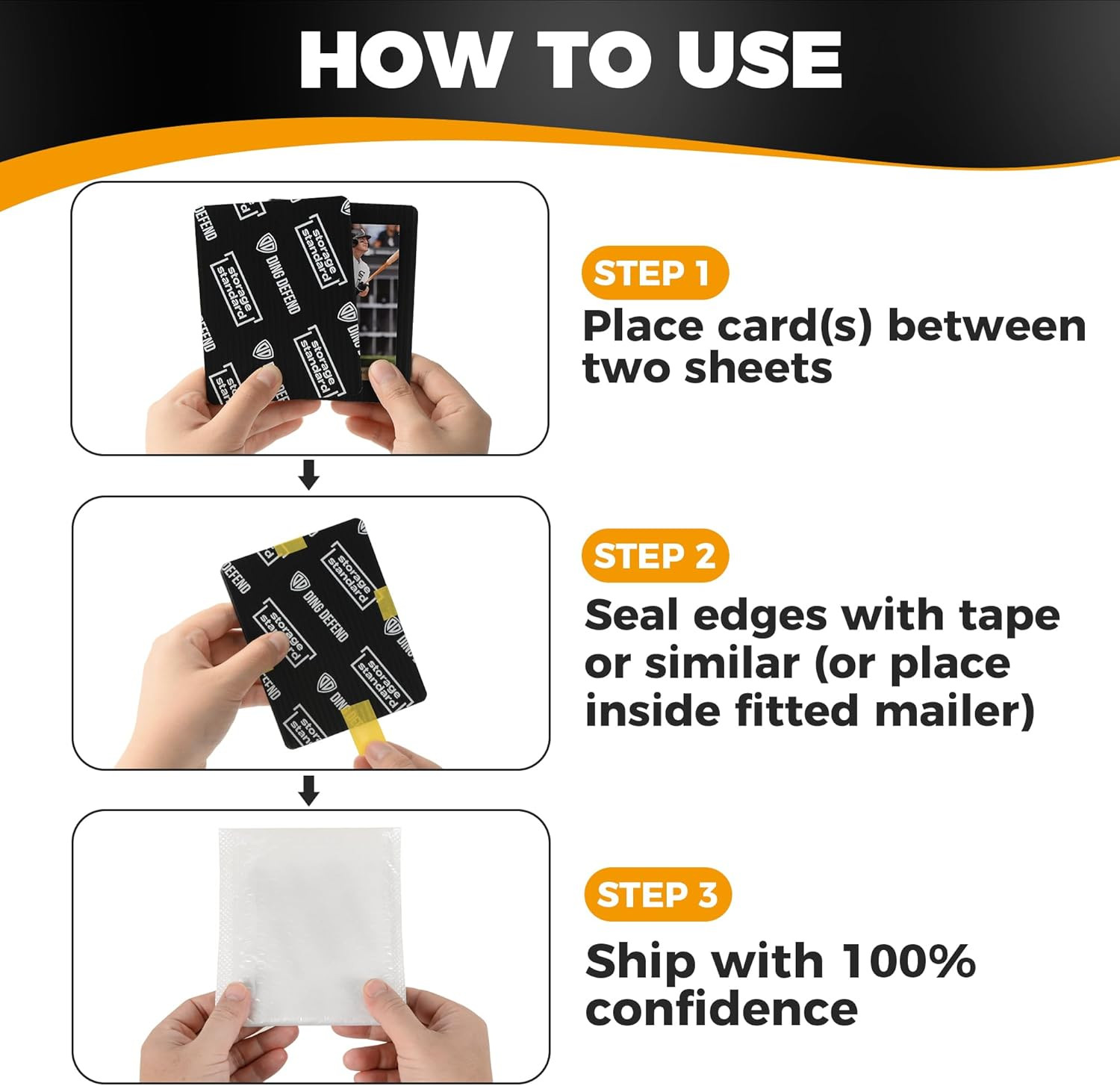 Ding Defend 110-Pack Trading Card Protector Shipping – 3.5 X 4.5 Inch Black