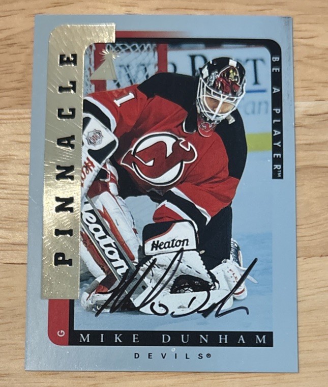 1996-97 Pinnacle Be a Player Mike Dunham Silver Auto Autograph Devils Signed
