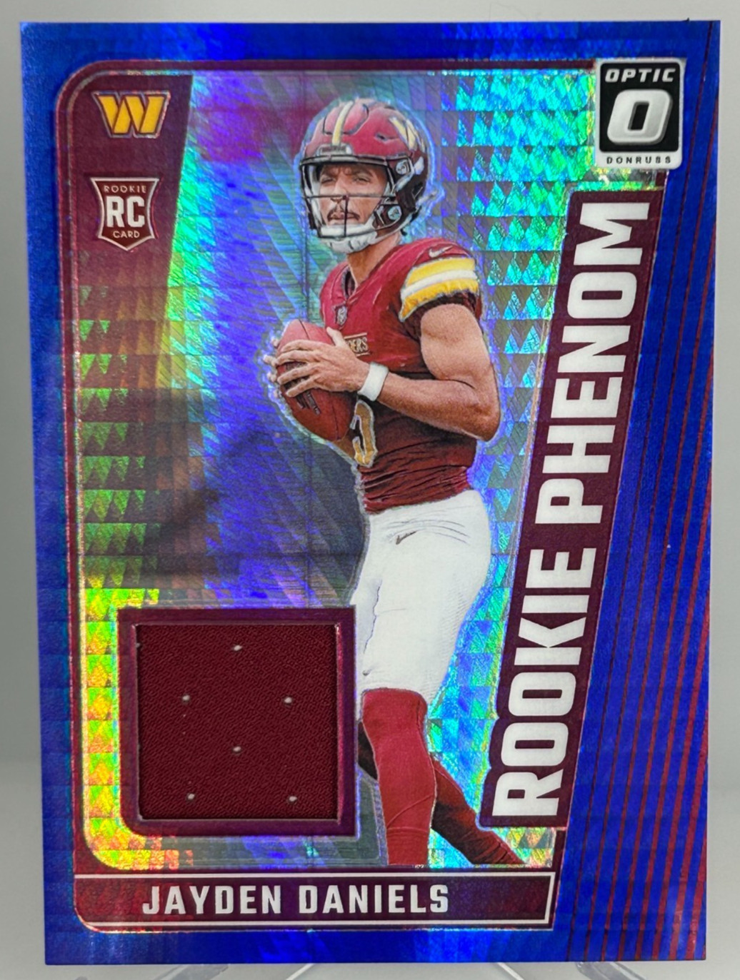 2024 Panini Donruss Optic Rookie Phenom Jayden Daniels Blue Hyper Prizm.
