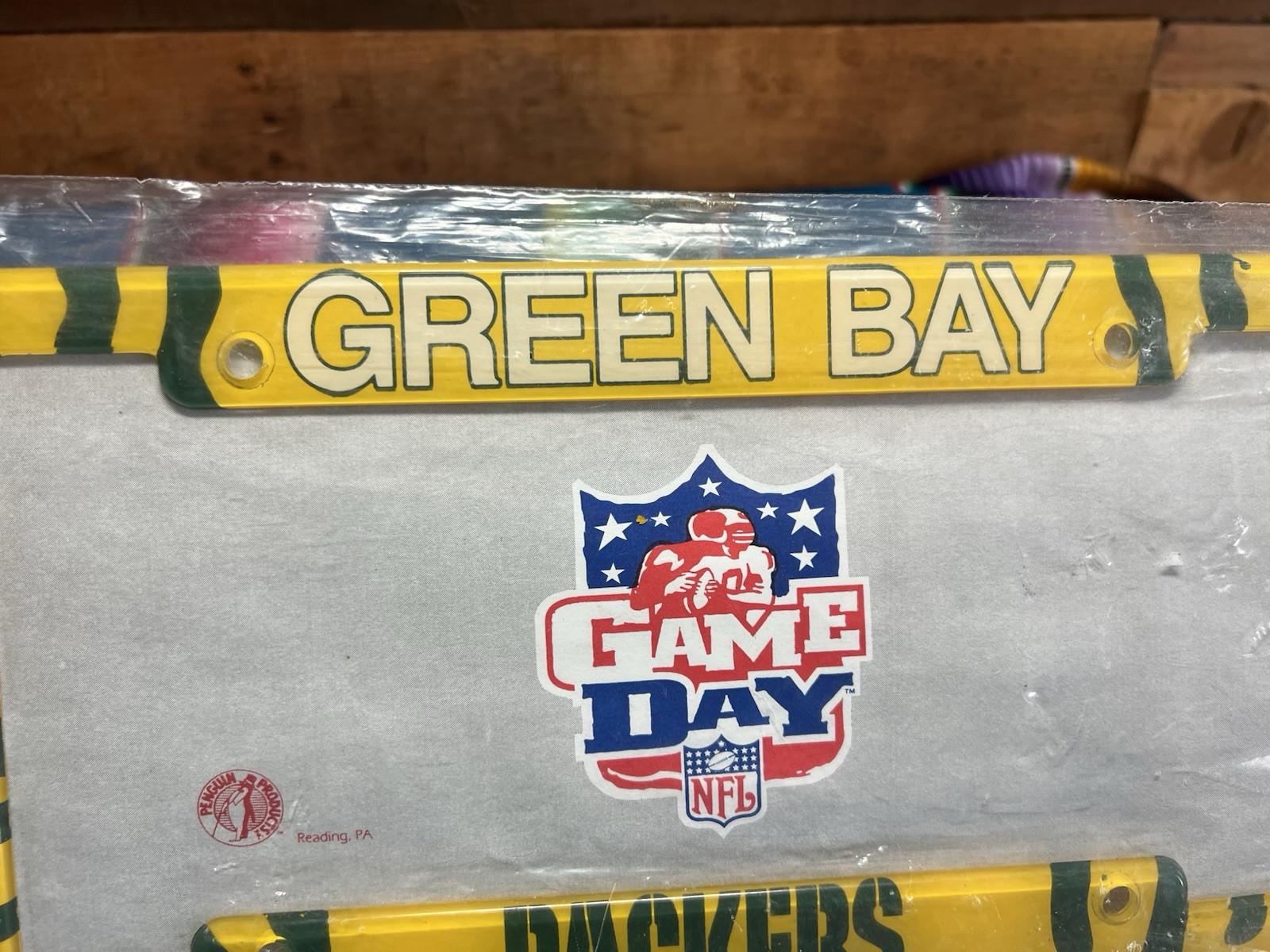 NFL Green Bay Packers License Plate Frame Yellow Green Plastic Acrylic