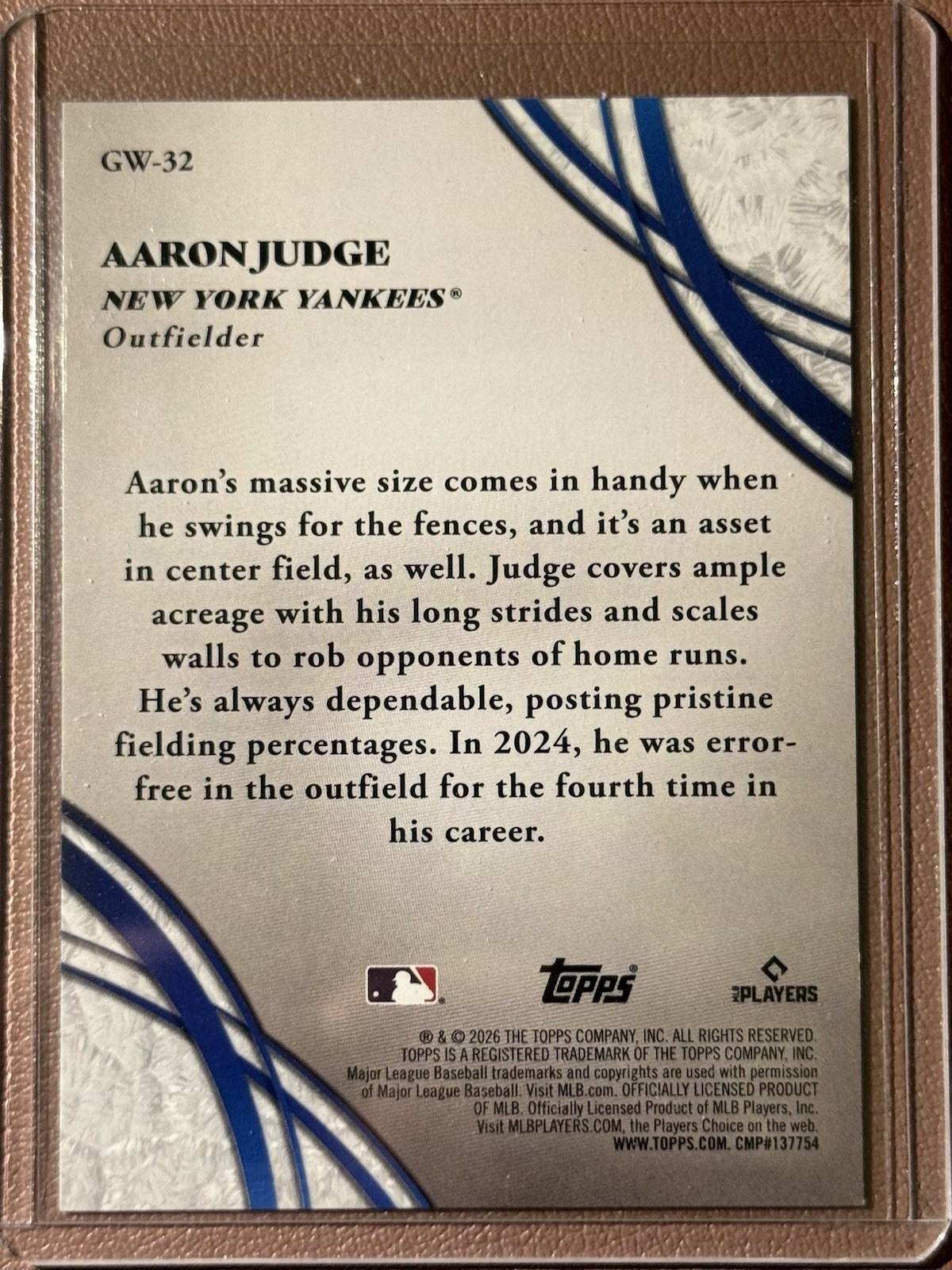 2026 Topps Series 2 Glove Work GW-32 Aaron Judge Orange /25 NY Yankees