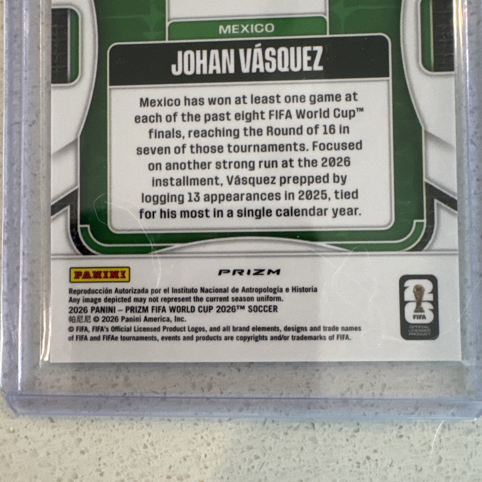 2026 Panini Prizm World Cup Johan Vasquez #285 Blue 31/35
