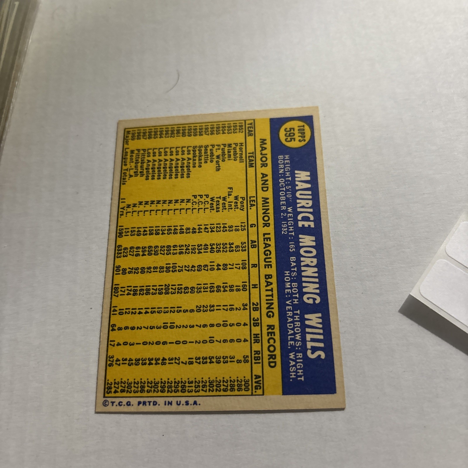 1970 Topps – Maury Wills #595