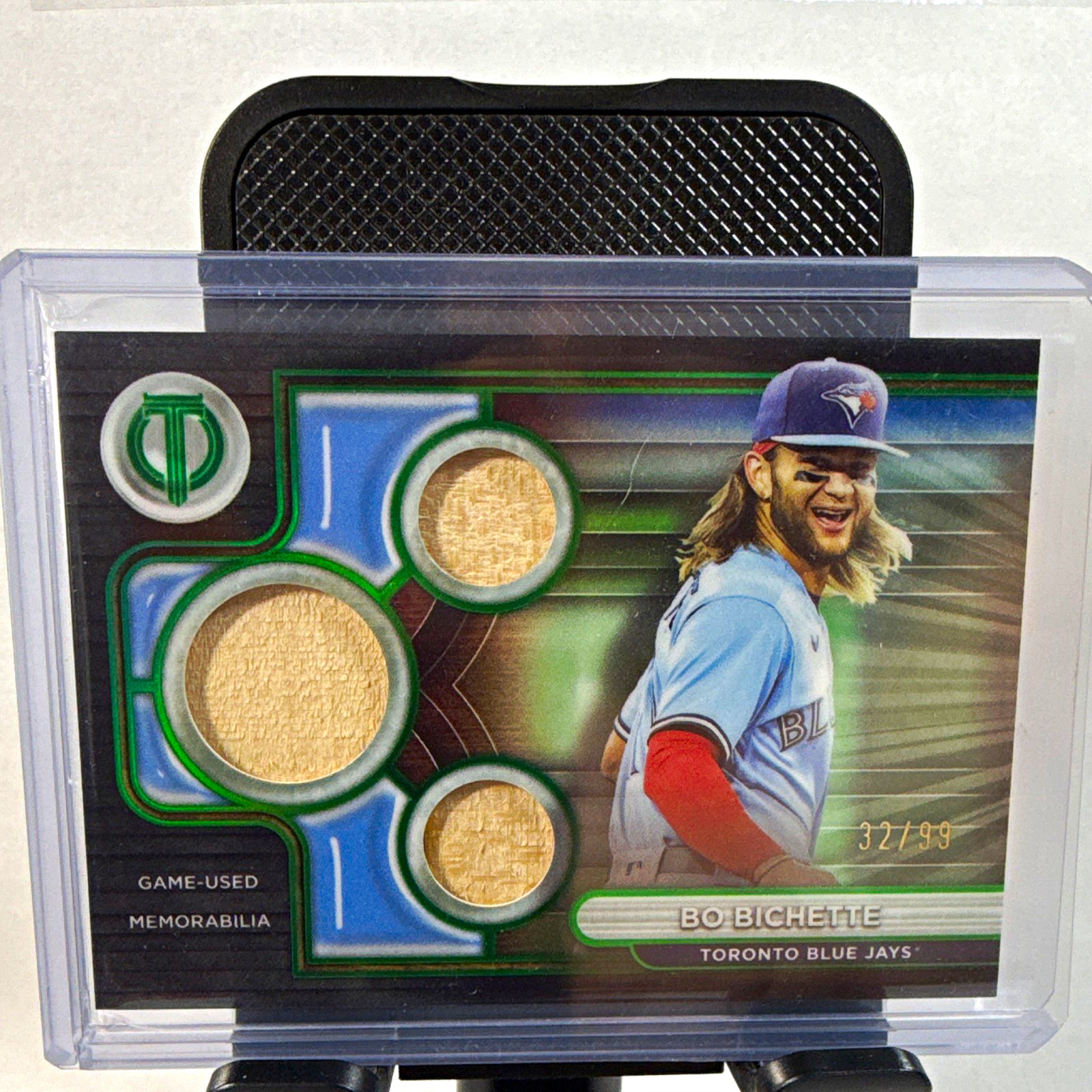 Topps 2024 Tribute Triple Relics Green Bo Bichette Blue Jays #TTR-BB /99 MEM