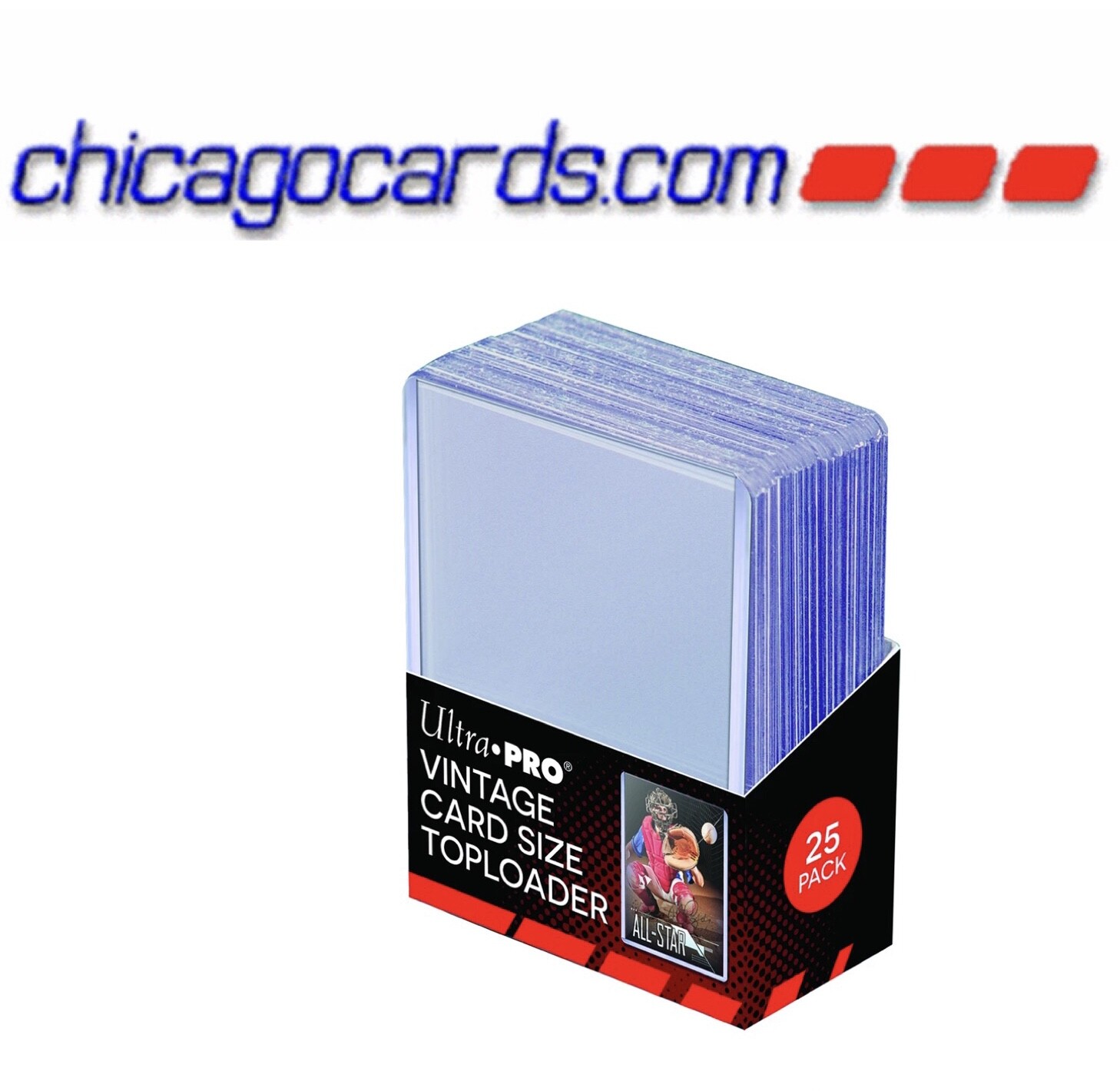 One 25-Count Pack of Ultra Pro Vintage Sized Toploaders 2 5/8″ x 3 3/4″