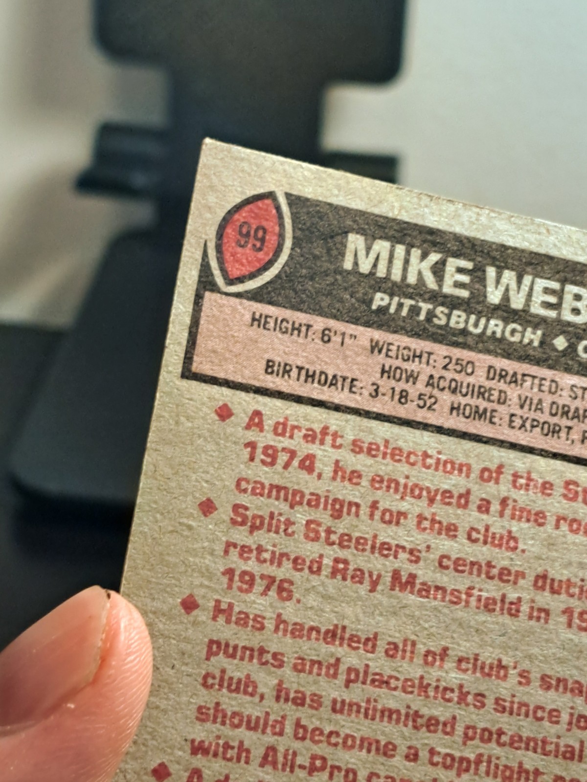 1977 Topps – Mike Webster #99 (RC) R