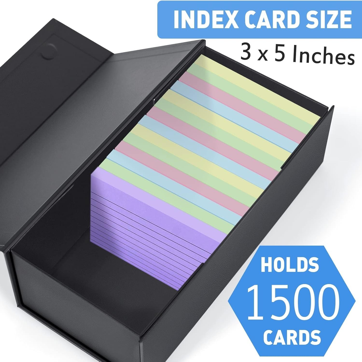 3×5 Index Card Holder Card File Box Organizer, Hold 1200 3×5-Inch Flash Cards…