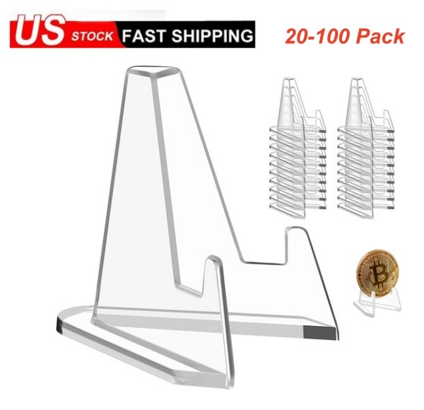 Sturdy Clear Acrylic Display Stands Holder for PSA Graded Cards, Coins 20-100Pcs