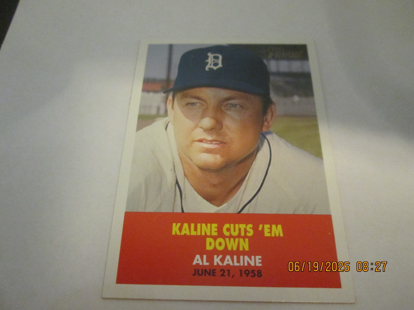 AL KALINE TIGERS 2007 TOPPS HERITAGE FLASH BACKS 1958 DESIGN INSERT #FB1
