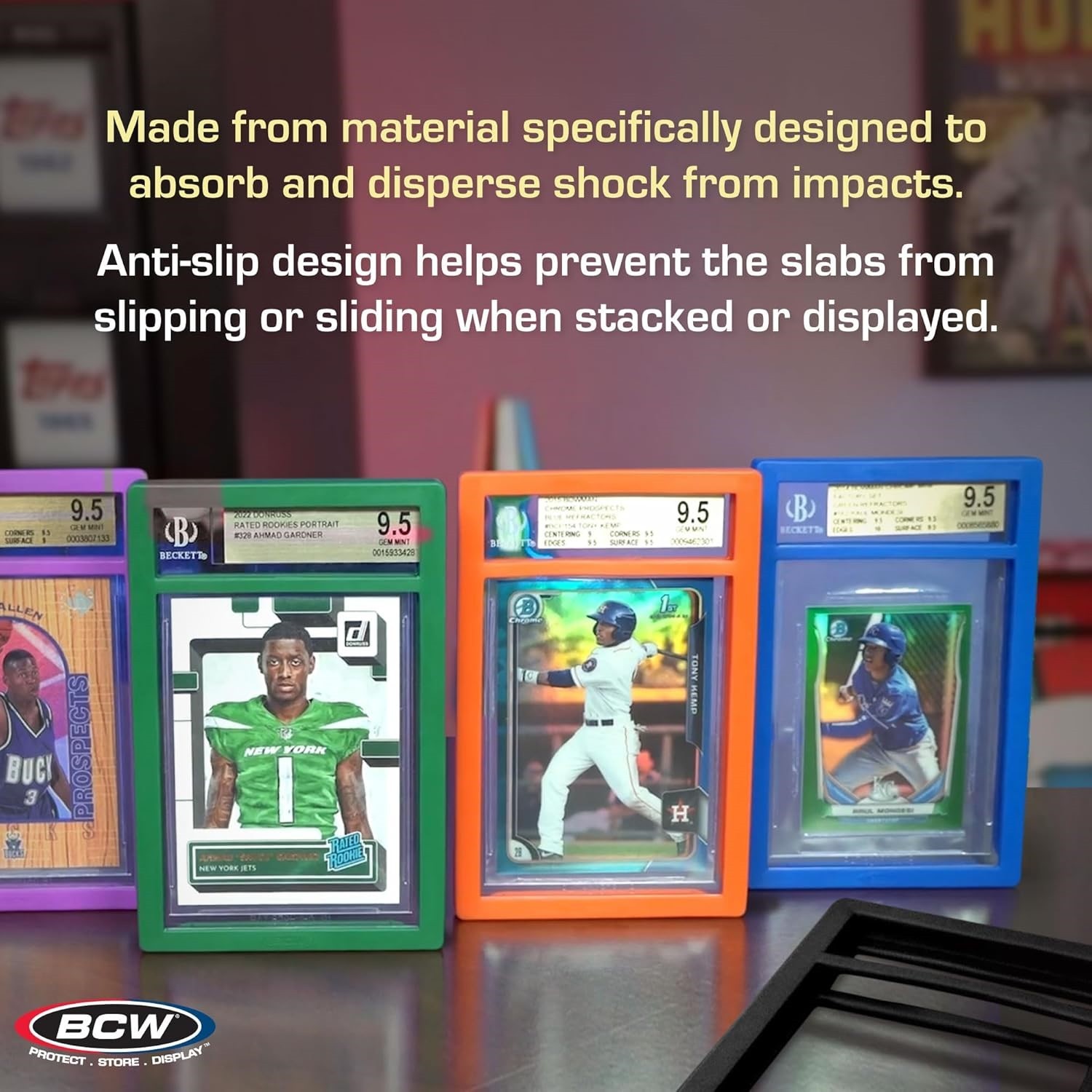 6 BCW Graded Card Bumpers For BGS Certified Slab ORANGE Silicone Edge Protection